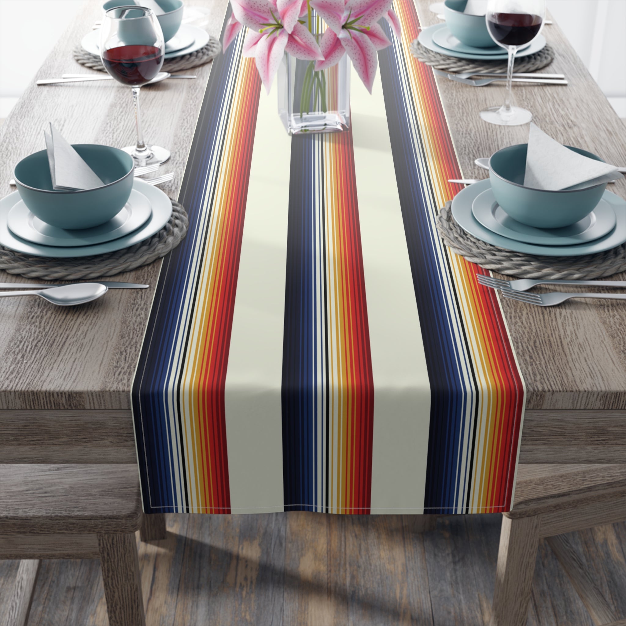 Premium Cotton & Polyester Table Runner with Mexican Southwestern Print - Perfect for Dining Tables, Kitchen Islands & Boho Home Decor