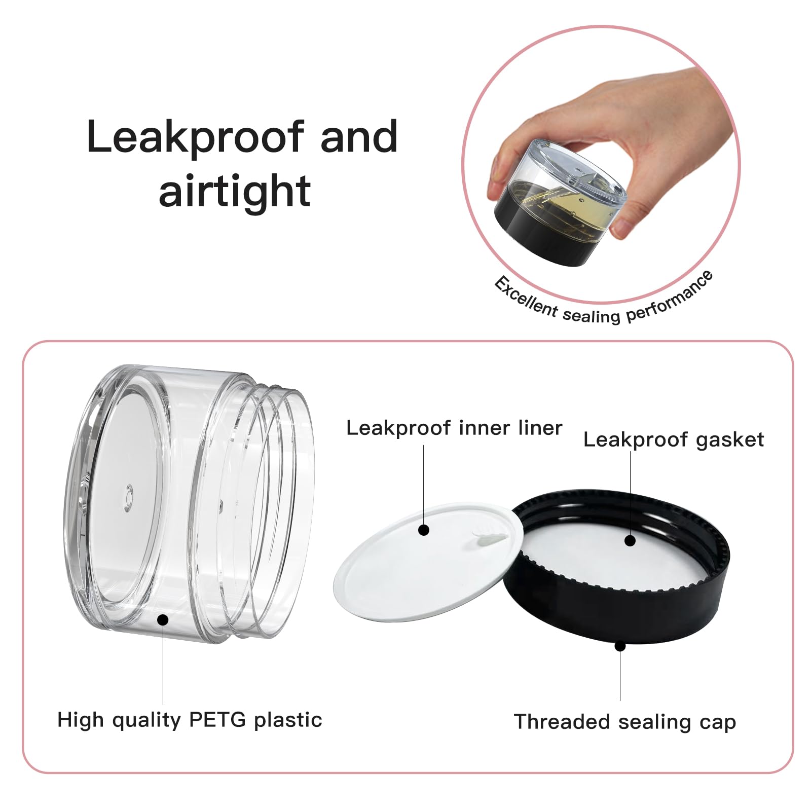 10-Piece Travel-Sized Leakproof Toiletries Containers Set - 5 Sizes (0.17/0.33/0.5/0.67/1 oz) Small Cosmetic Jars with Secure Lids - Includes 2 Mini Spatulas - Perfect for Air Travel, Gym, Camping & Hotel Use (White)