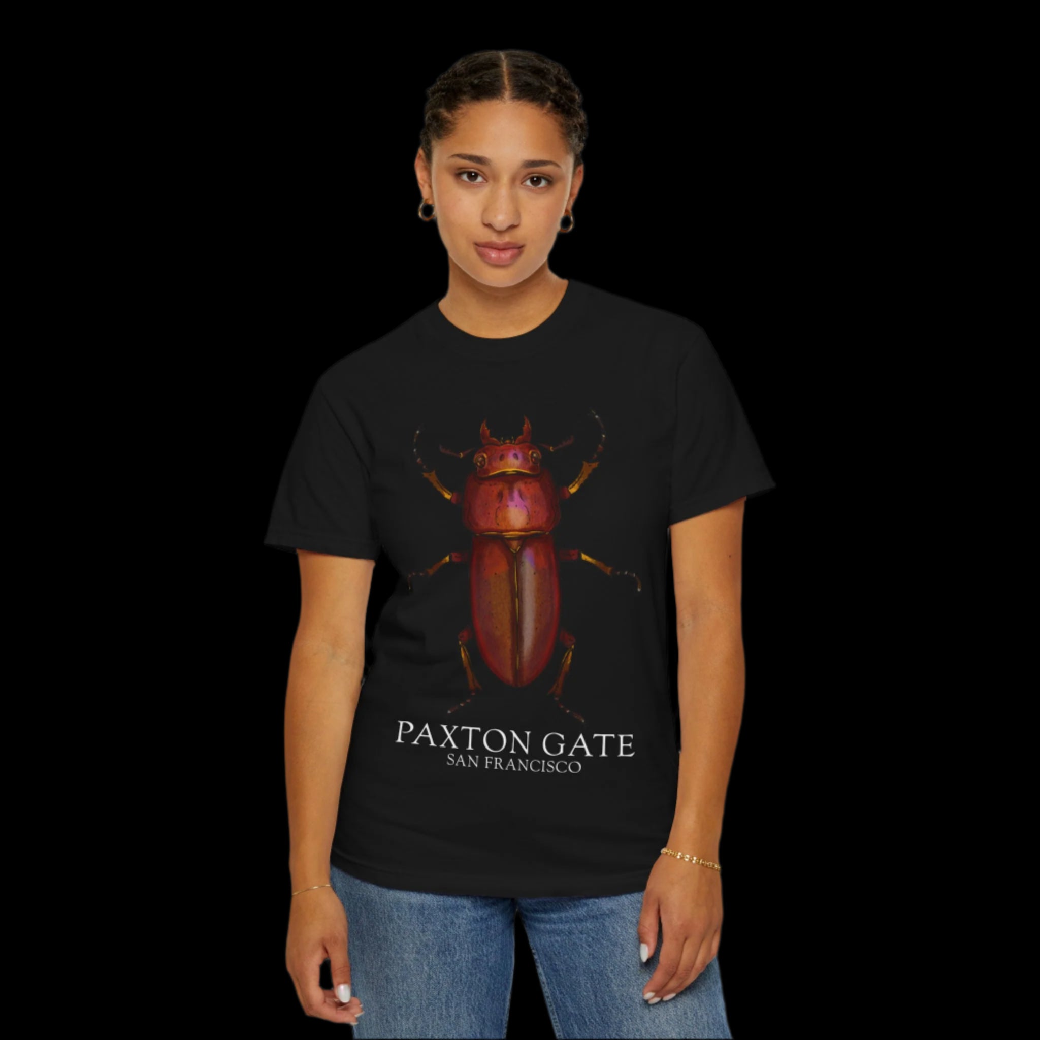 Unisex Paxton Gate Red Stag Beetle Graphic Tee by Kris Struble - Perfect for Nature Lovers & Entomology Enthusiasts
