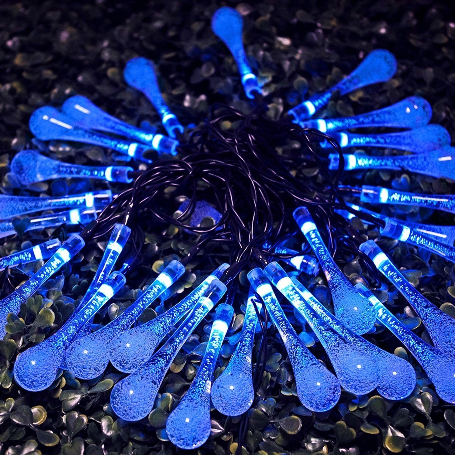 Solar Powered Outdoor String Lights - 20ft Waterproof 30 LED Christmas Lights with 8 Lighting Modes | Decorative Fairy Lights for Garden, Patio, Lawn, Fence, Party & Wedding Decorations (Blue) - Perfect for Backyard, Porch and Holiday Lighting
