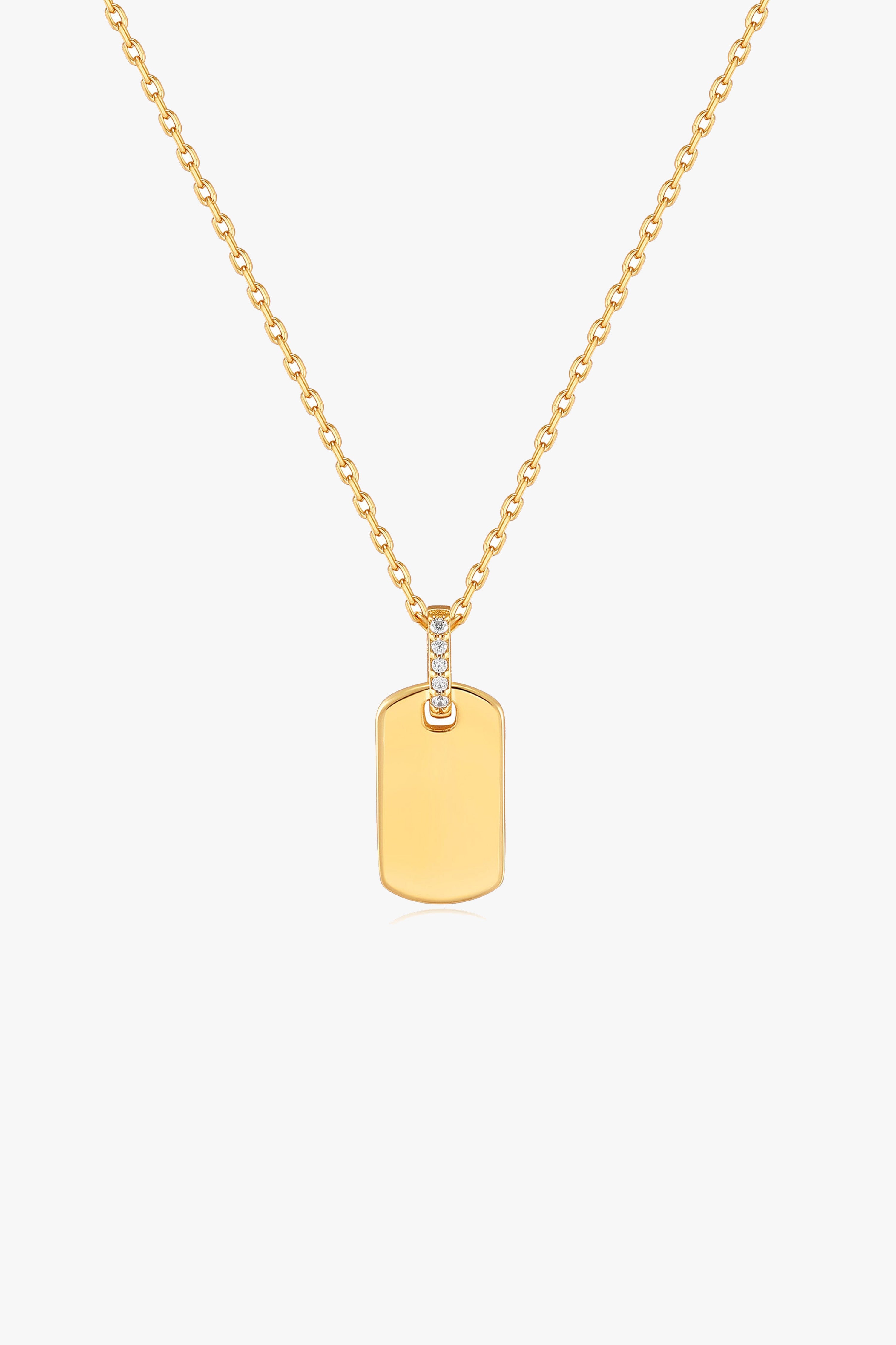 Glam Gold Tag EOL Necklace - Elegant Layering Jewelry for Women, Perfect for Date Night & Special Occasions