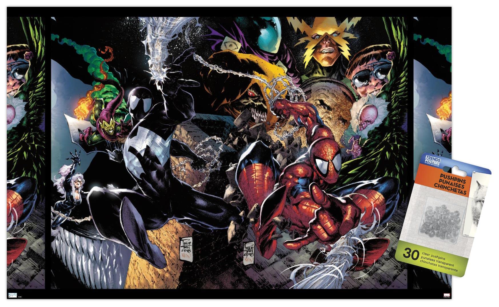 Marvel Comics Spider-Man Amazing Spider-Man #4 Wall Poster with Push Pins - Superhero Room Decor for Comic Fans & Collectors