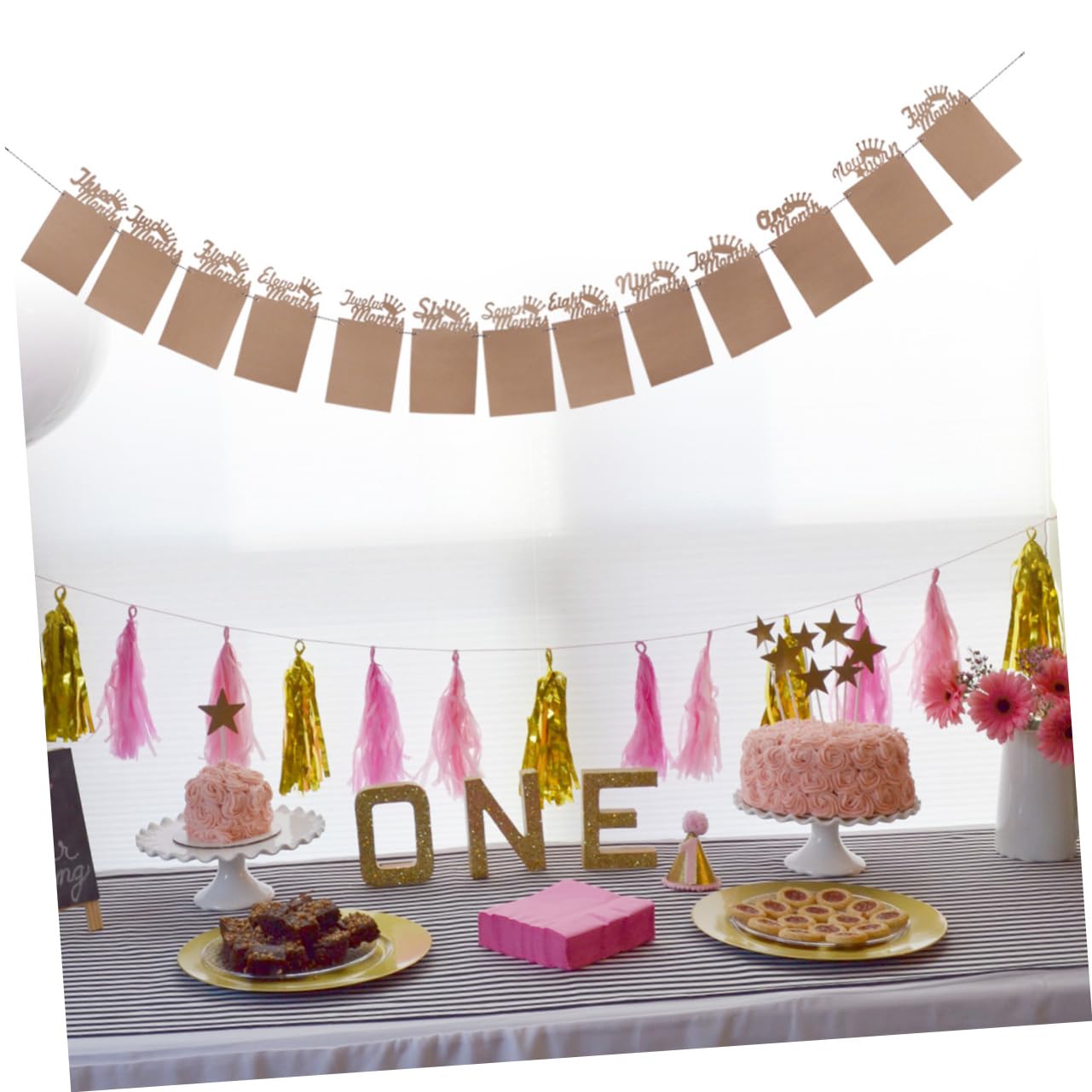 CAXUSD First Birthday Party Decorations - Custom Photo Banner & Bunting Flags for Boys and Girls | Perfect for 1st Birthday Celebrations, Baby Showers & Milestone Photos