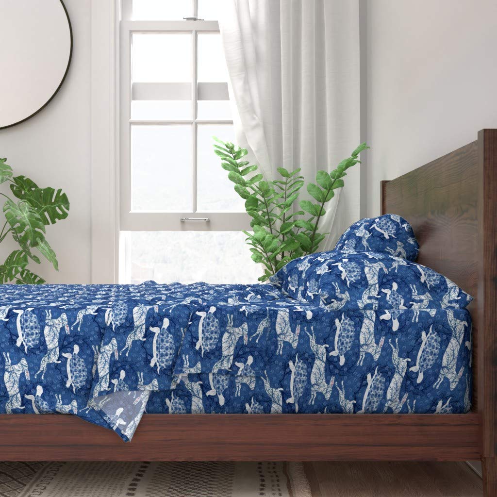 Premium 100% Cotton King Size 4-Piece Sheet Set - Whimsical Hare & Rabbit Watercolor Print, Easter & Spring Themed Bedding for Kids & Adults | Perfect for Nursery, Guest Room & Seasonal Decor