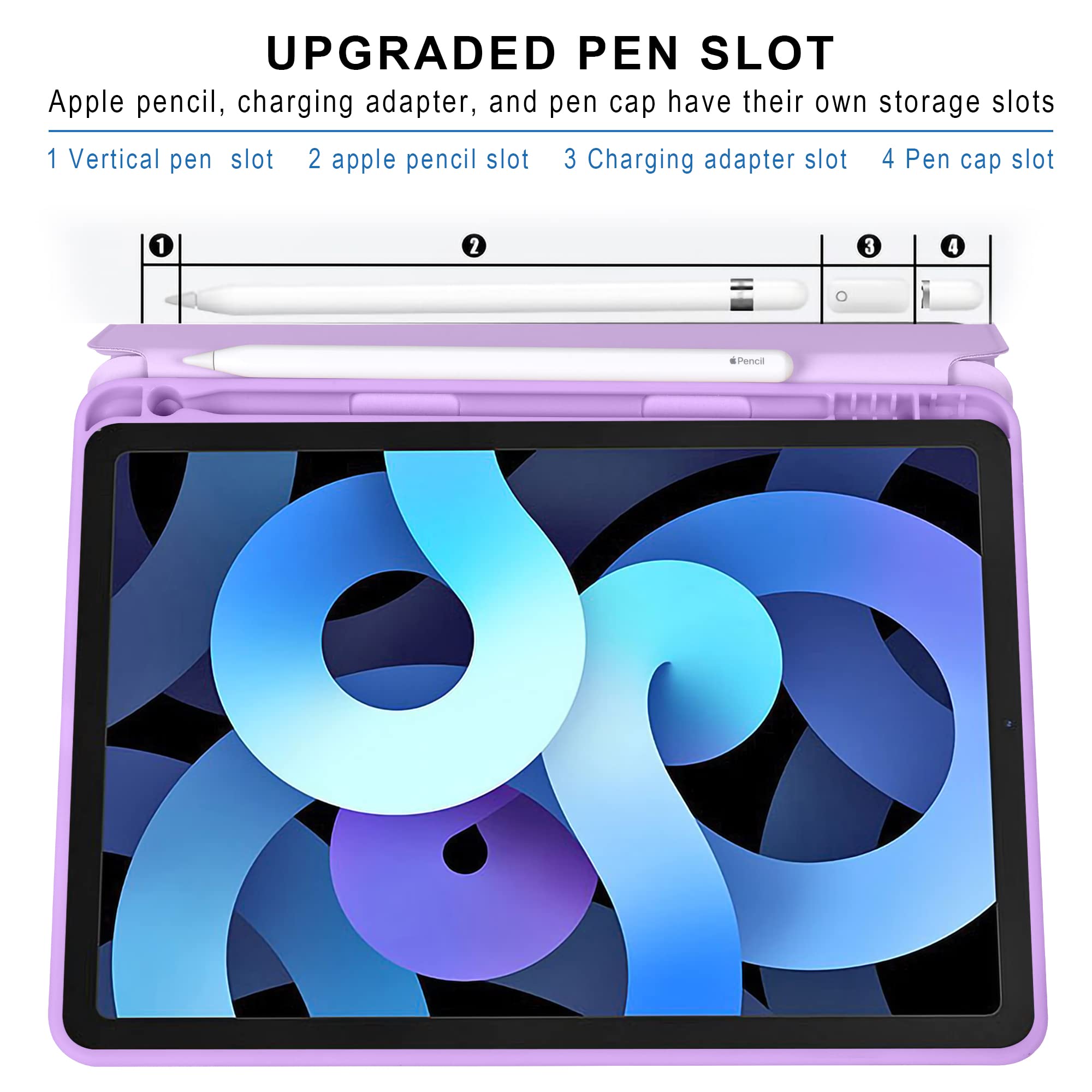 Premium Trifold Smart Case for iPad Air 6th/5th/4th Gen (11-inch 2024 & 10.9-inch) with Kickstand, Auto Wake/Sleep & Apple Pencil Holder - Light Purple | Perfect for Work, School & Travel Protection