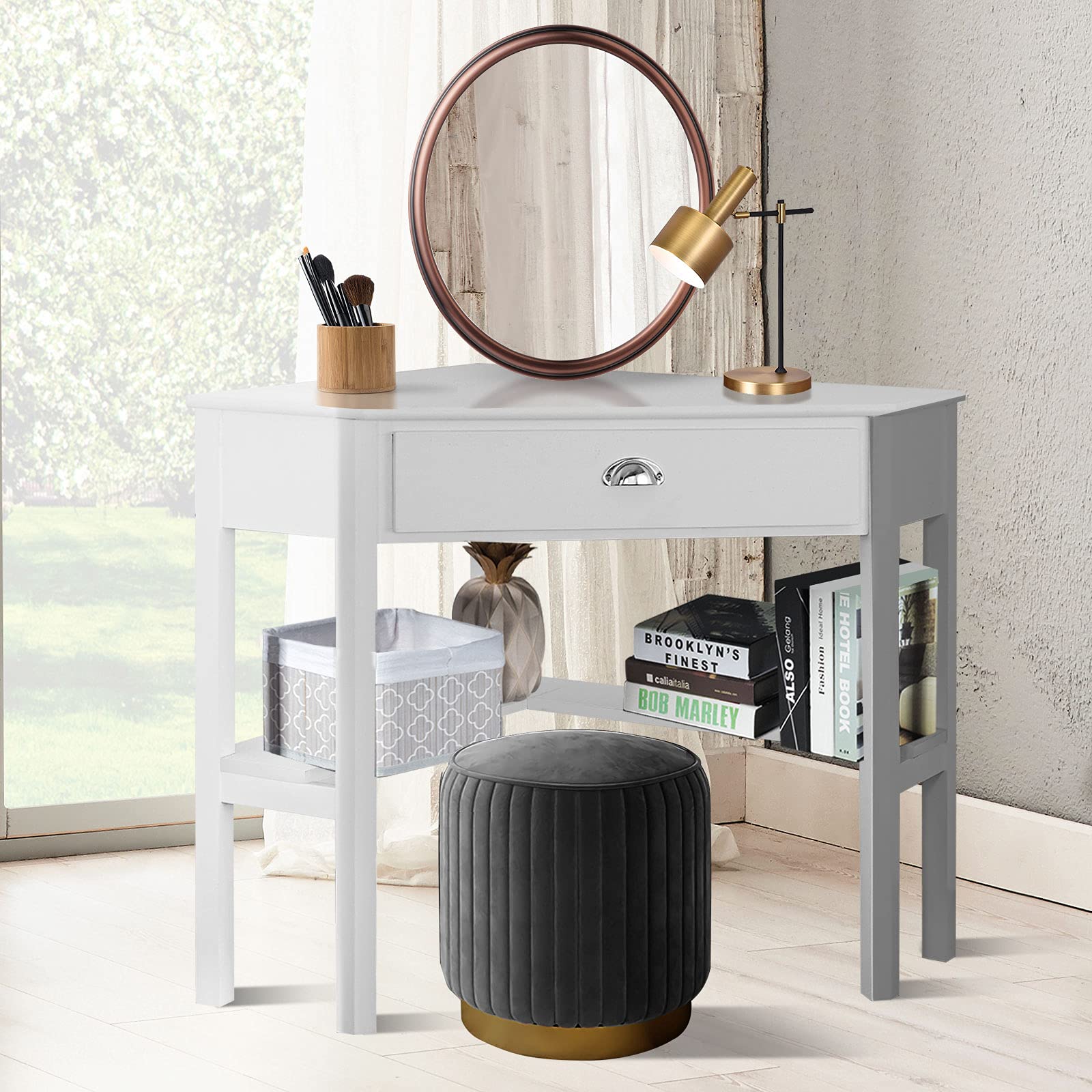 Giantex White Storage Cabinet with Drawer and Shelf - Perfect for Bedroom, Living Room, or Office Organization