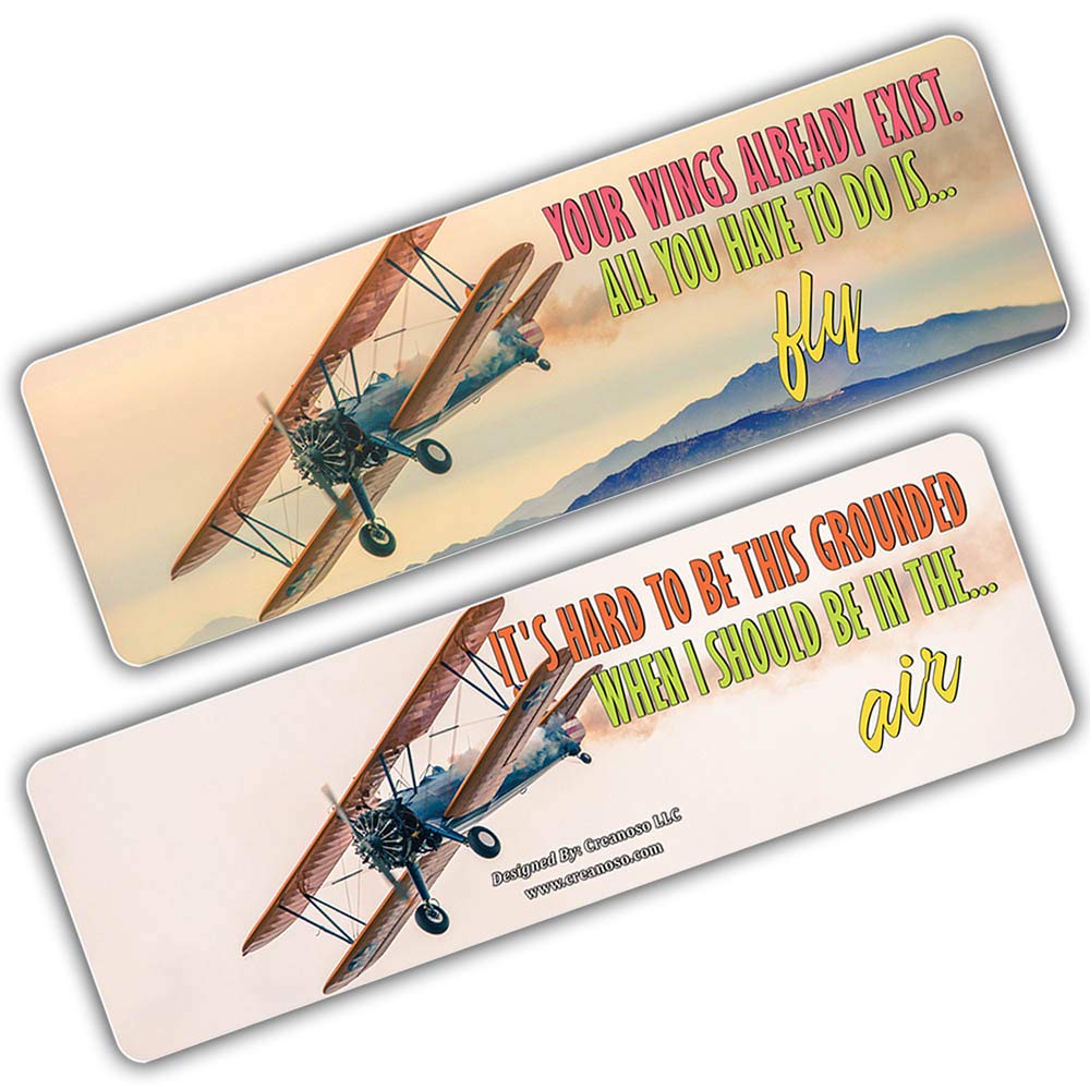 Creanoso 12-Pack Inspirational Travel Bookmarks for Airplane Journeys - Premium Clip Card Gifts for Travelers, Tourists, Adults & Teens - Bulk Assorted Reading Accessories (Perfect for Vacation Reading, Book Club Gifts & Travel Souvenirs)