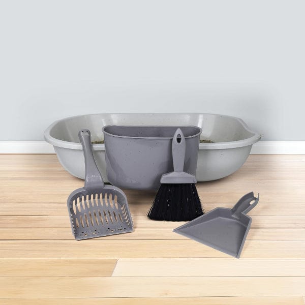 Fresh Kitty 4-in-1 Cat Litter Box Organizer Kit with Scoop, Mat & Storage - Odor Control Solution for Small Spaces & Multi-Cat Homes - Perfect for Apartments, Bathrooms & Laundry Rooms