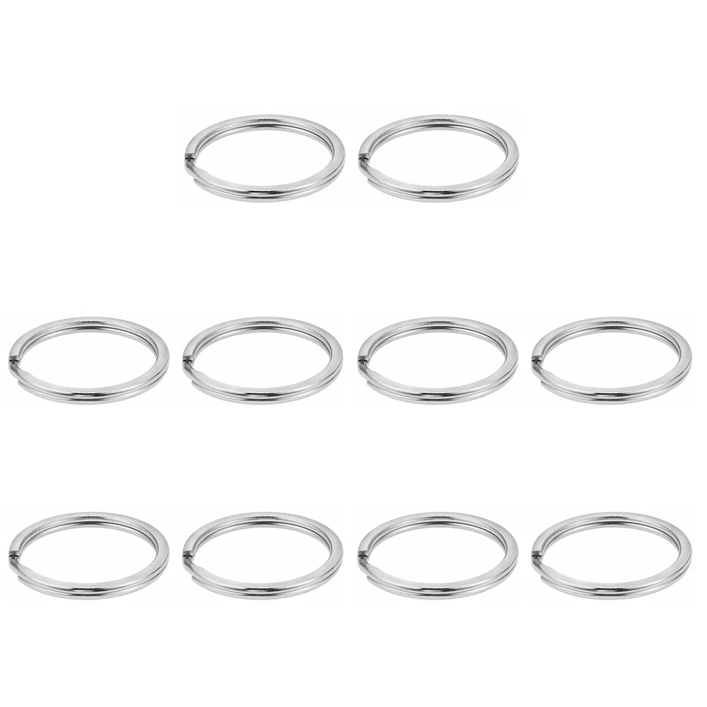 316 Stainless Steel Heavy Duty Key Ring - Marine Grade Split Ring Keychain for Scuba Gear, BCD Attachment, Boat Keys & Outdoor Equipment (25mm x 21mm x 10mm Flat Design) - Perfect for Diving, Sailing, Camping & Adventure Activities