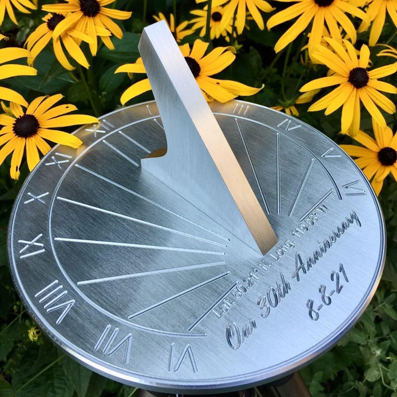 30th Wedding Anniversary Sundial Gift - Personalized Engraved & Calibrated for Couples - 6 Inch Romantic Keepsake for Pearl Anniversary - Perfect for Garden, Patio or Home Décor