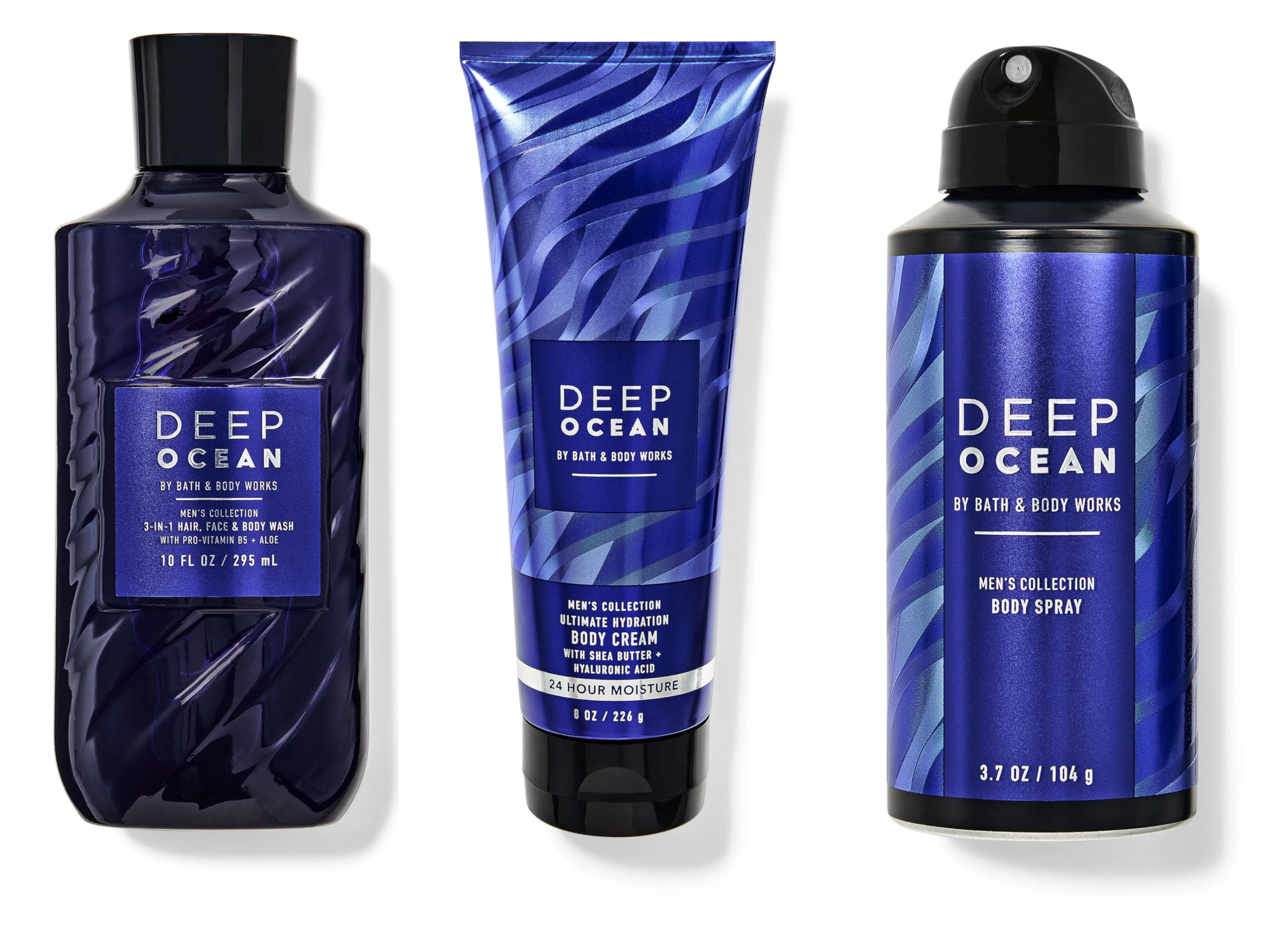 Deep Ocean Men's Gift Set by Bath & Body Works - Body Wash, Body Cream & Body Spray for Men - Fresh & Invigorating Scent - Perfect for Daily Use, Gifting & Travel