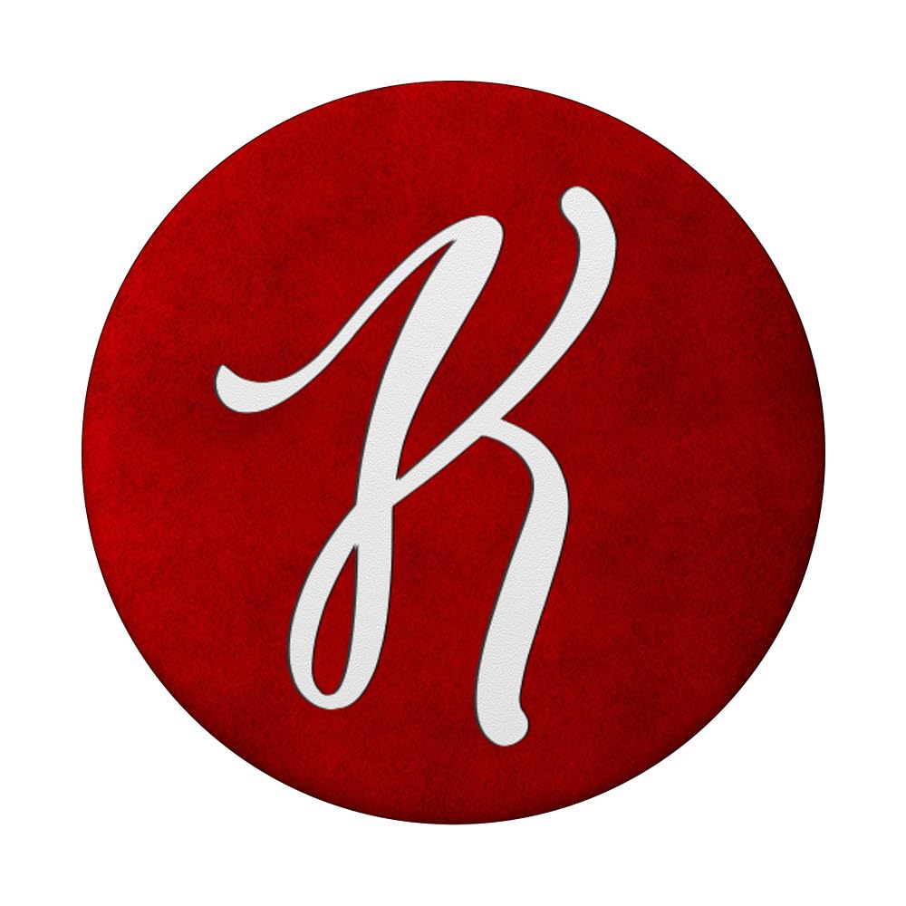 Silver White Initial Letter K Phone Grip with Red Pattern - PopSockets Standard PopGrip for Secure Phone Handling and Stylish Accessory