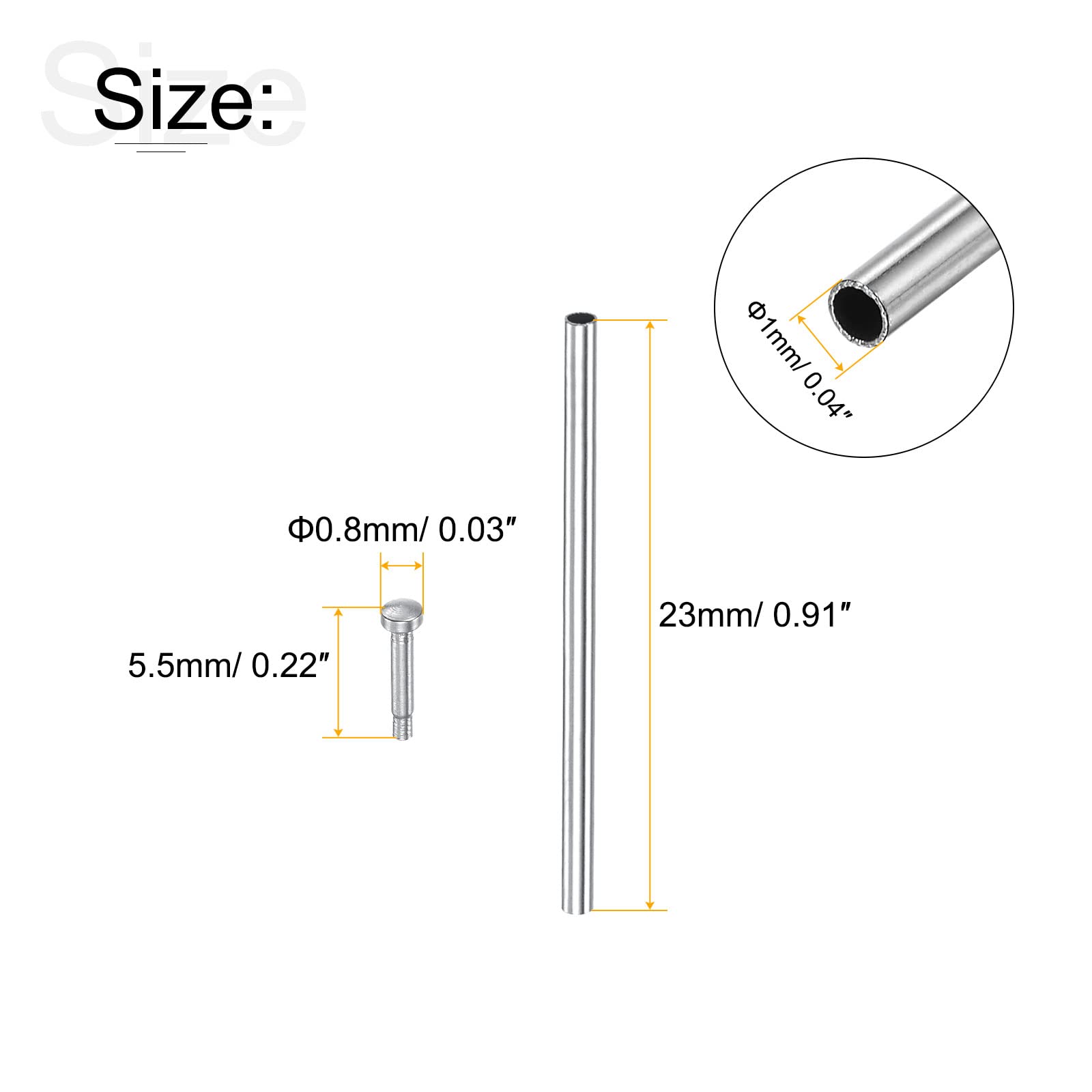 uxcell Stainless Steel Watch Band Pins with Rivet Ends - Replacement Pressure Bars for Watch Straps & Bracelets - Secure Buckle Clasp for Easy Watch Repair & Maintenance