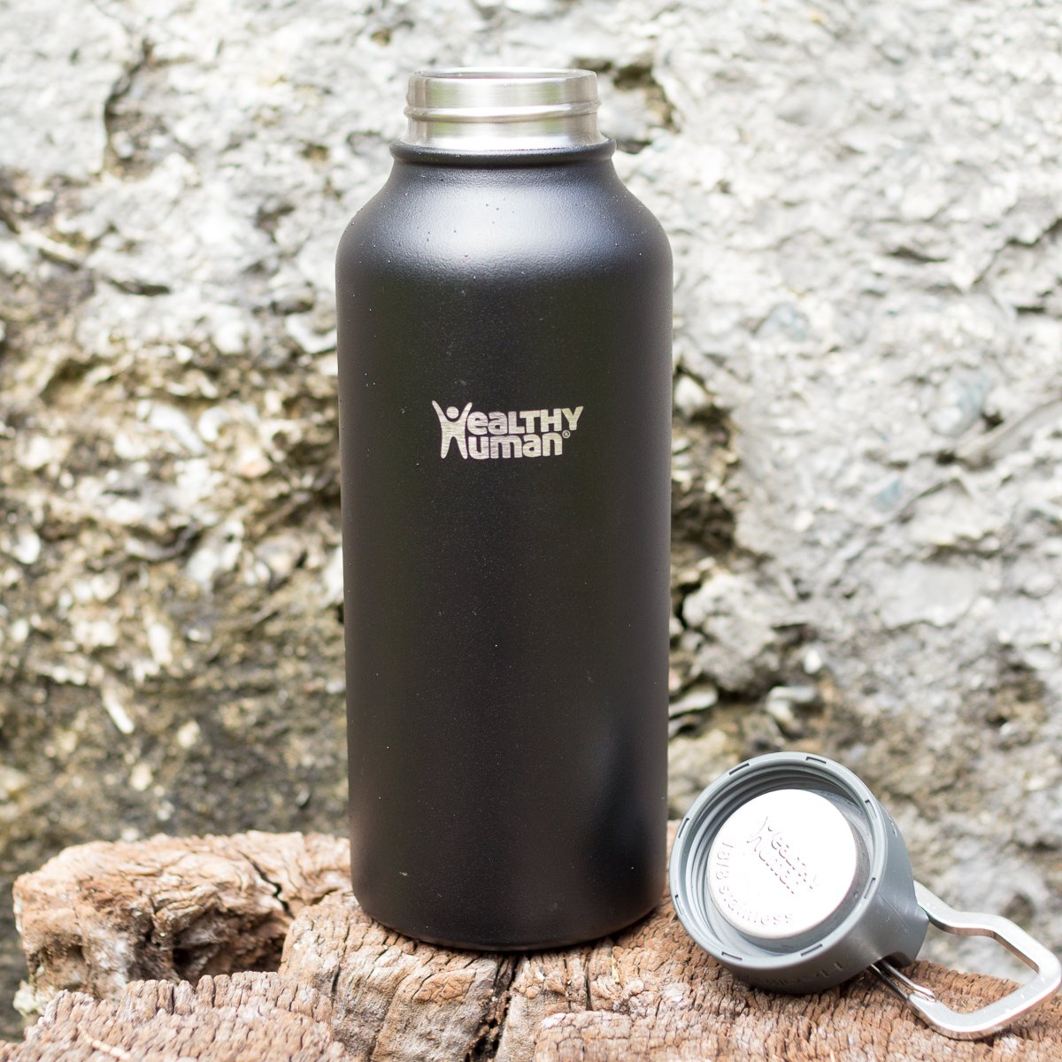 Premium Stainless Steel Water Bottle 40oz - Double Wall Vacuum Insulated Thermos for Hot & Cold Drinks | Eco-Friendly Leakproof Travel Bottle for Gym, Hiking, Office | BPA-Free (Pure Black, 1183ml)