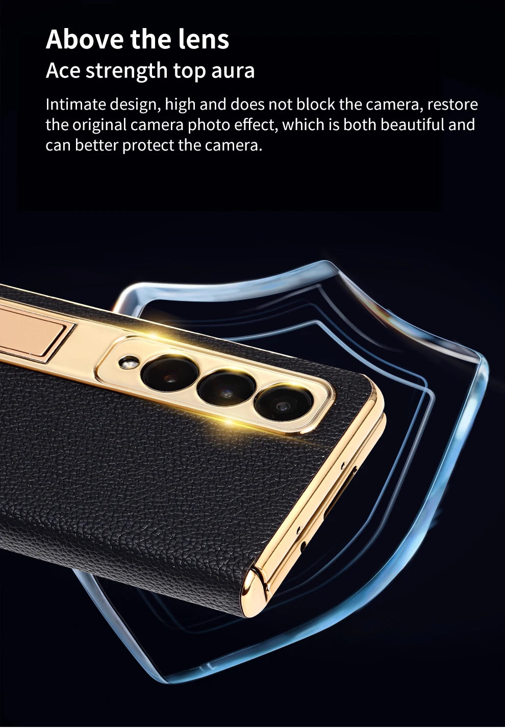 Premium Real Leather Phone Case for Samsung Galaxy Z Fold 6 with Hinge Kickstand - Slim Protective Cover for Work, Travel & Everyday Use
