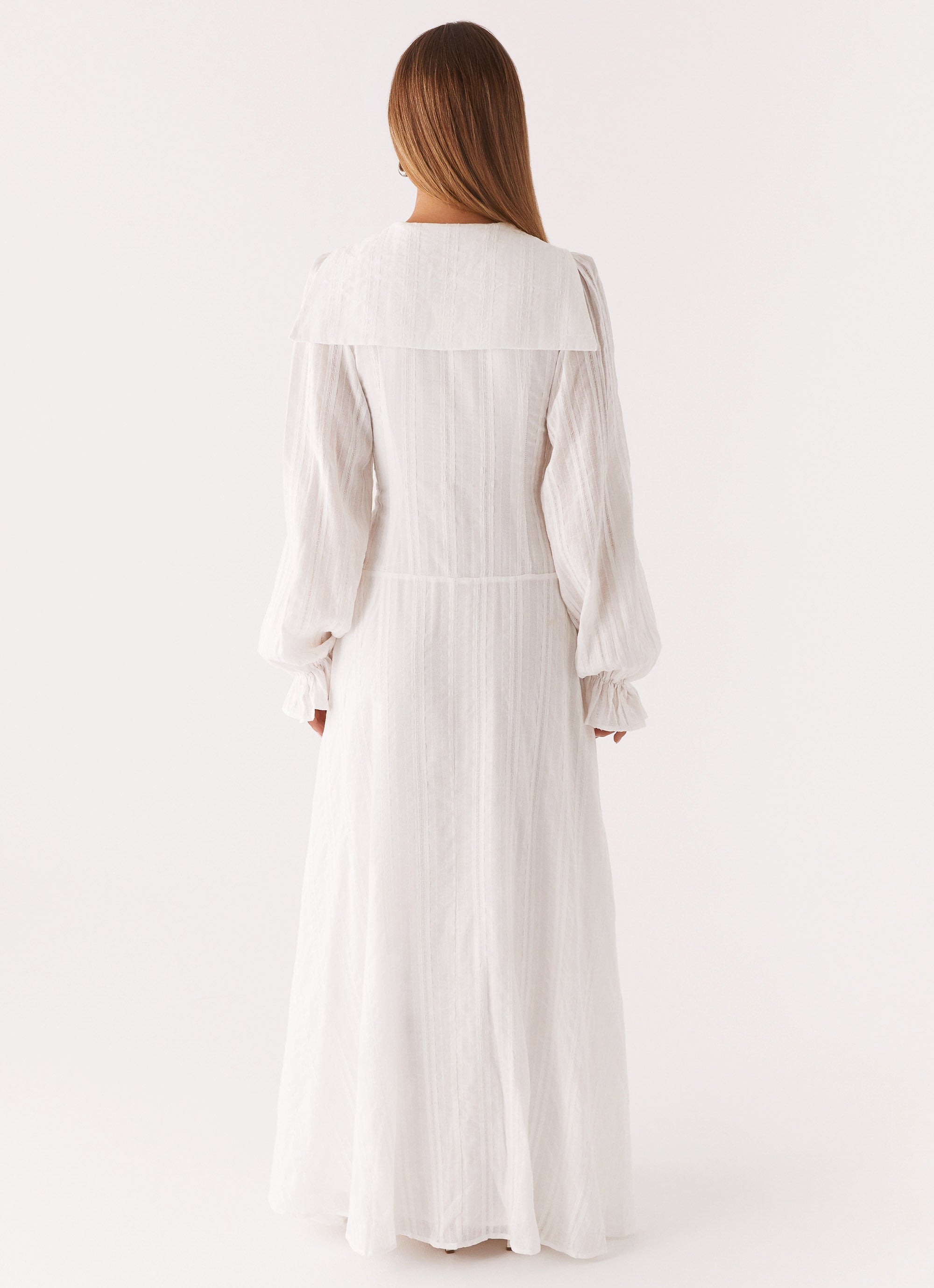 Alima Women's Long Sleeve Maxi Dress - Elegant White Flowy Boho Dress for Casual Wear, Date Night & Special Occasions