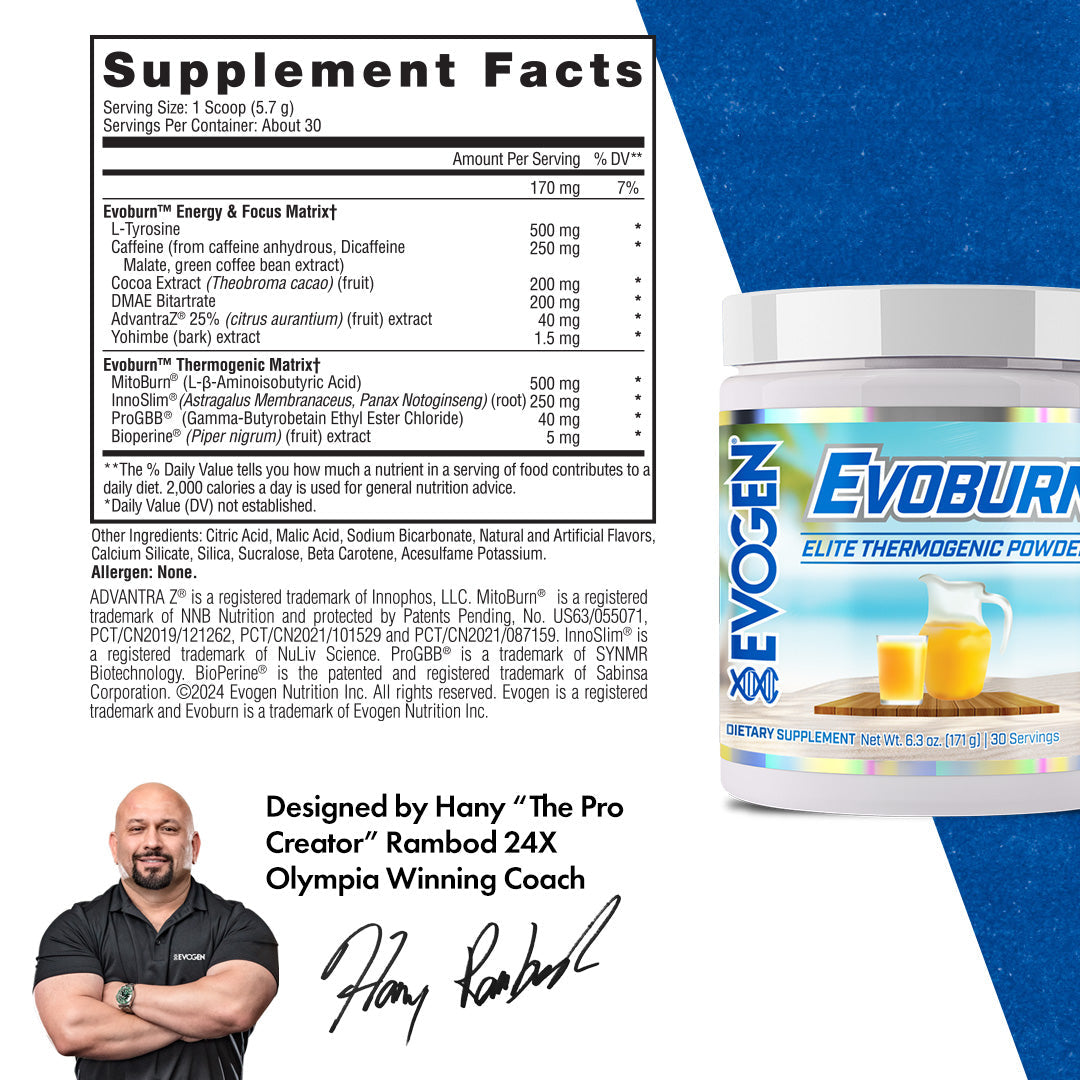 Evogen Evoburn Fat Burner & Thermogenic Weight Loss Supplement - Boost Metabolism & Energy for Men & Women - Perfect for Workouts, Dieting & Active Lifestyle