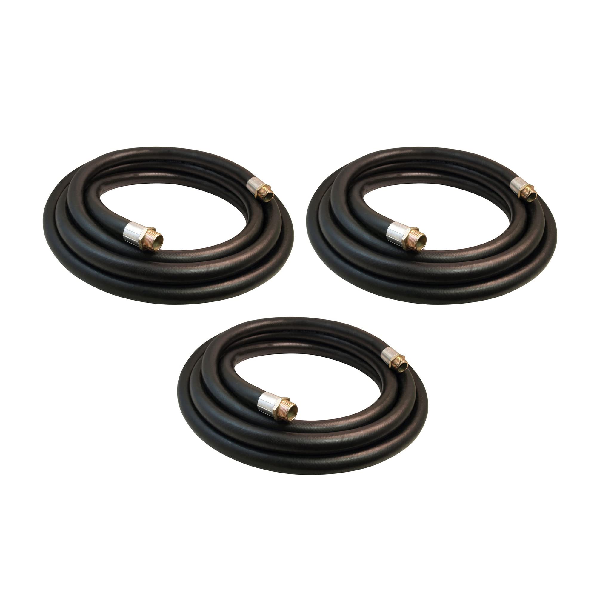 Apache 1 Inch Diameter 20ft Heavy-Duty Farm Fuel Transfer Hose - Gasoline, Oil & Diesel Compatible - Professional Grade Tractor Hose (3-Pack, Black) - Perfect for Agricultural, Construction & Industrial Fuel Transfer Applications
