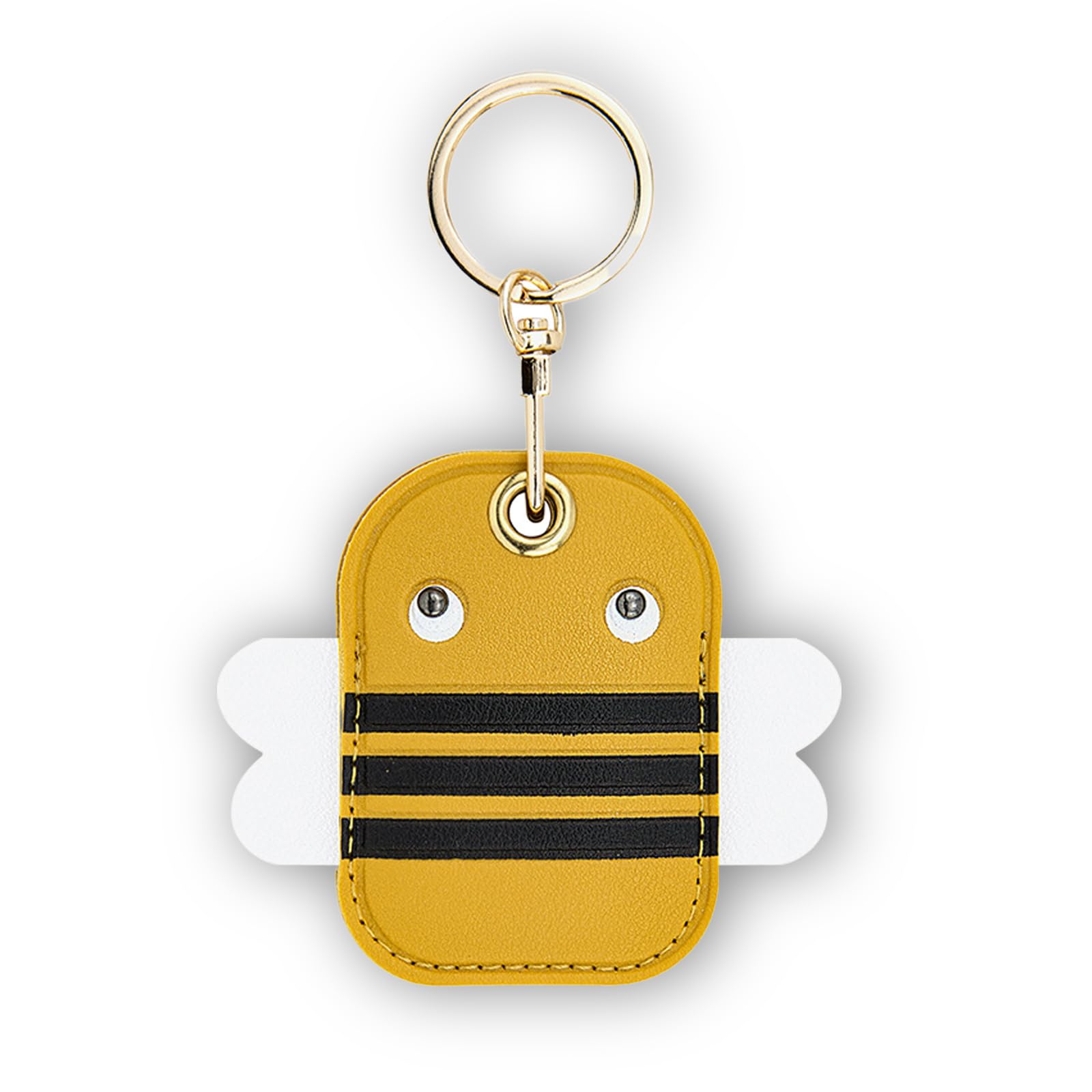 Premium Leather Keychain Holder for Apple AirTag - Anti-Scratch GPS Tracker Case with Key Ring | Perfect for Keys, Wallets & Luggage Tracking (Bee Design)