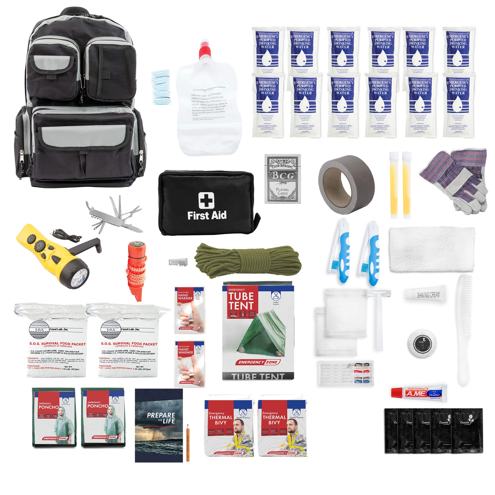 Urban Survival Bug-Out Bag for 6 People | Emergency Preparedness Kit for Wildfires, Hurricanes & Civil Unrest | Disaster Supplies for Home, Car & Outdoor Survival