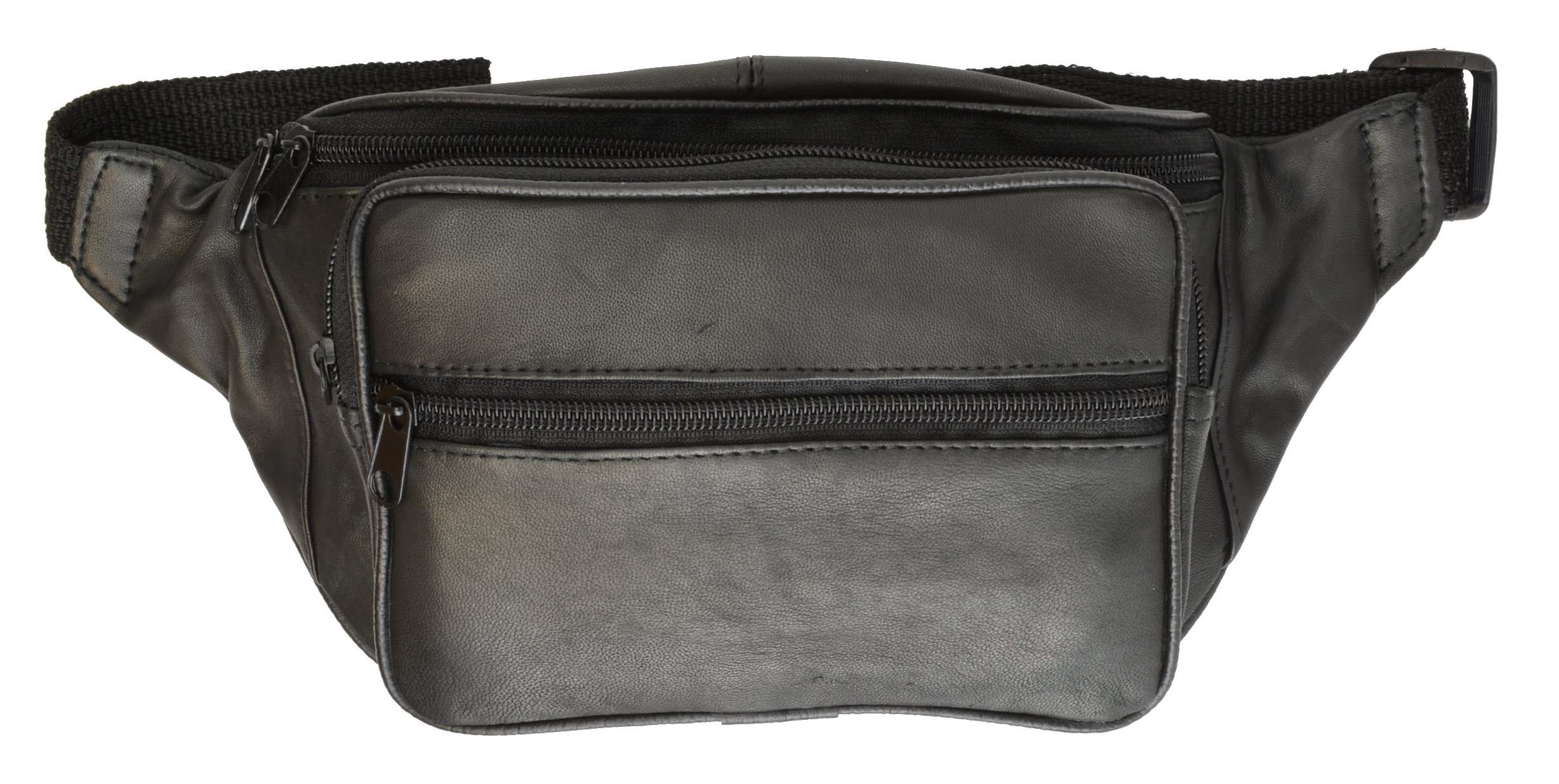 Marshal Wallet Fanny Pack with 4 Zipper Pockets - Black | Waist Bag for Travel, Hiking & Running | Secure Hands-Free Storage