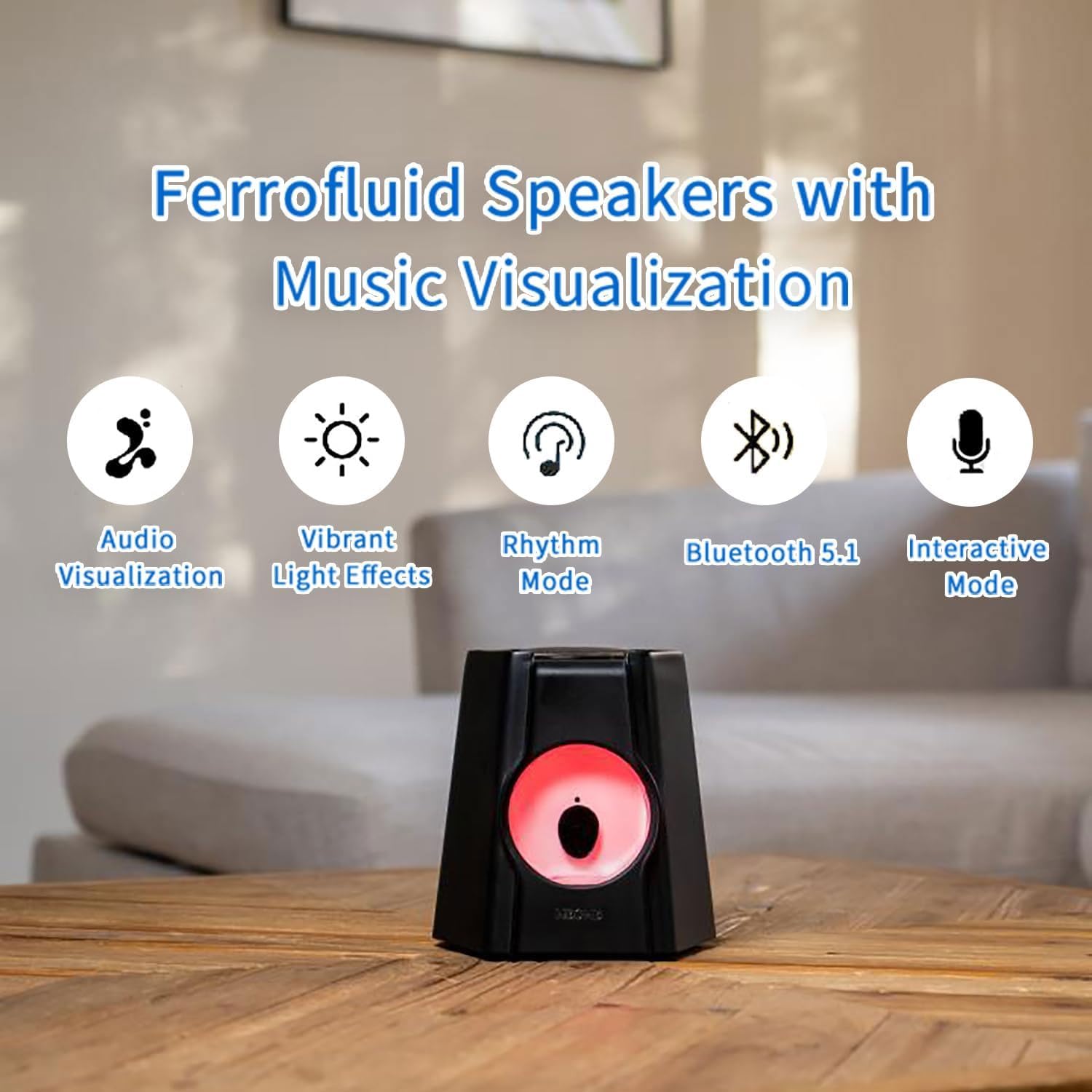 Rhythm Light Magnetic Fluid Bluetooth Speaker - Wireless 5.1 Surround Sound, 15W 360° 3D Audio with Adjustable LED Lights | Perfect for Home Theater, Parties & Creative Gifts