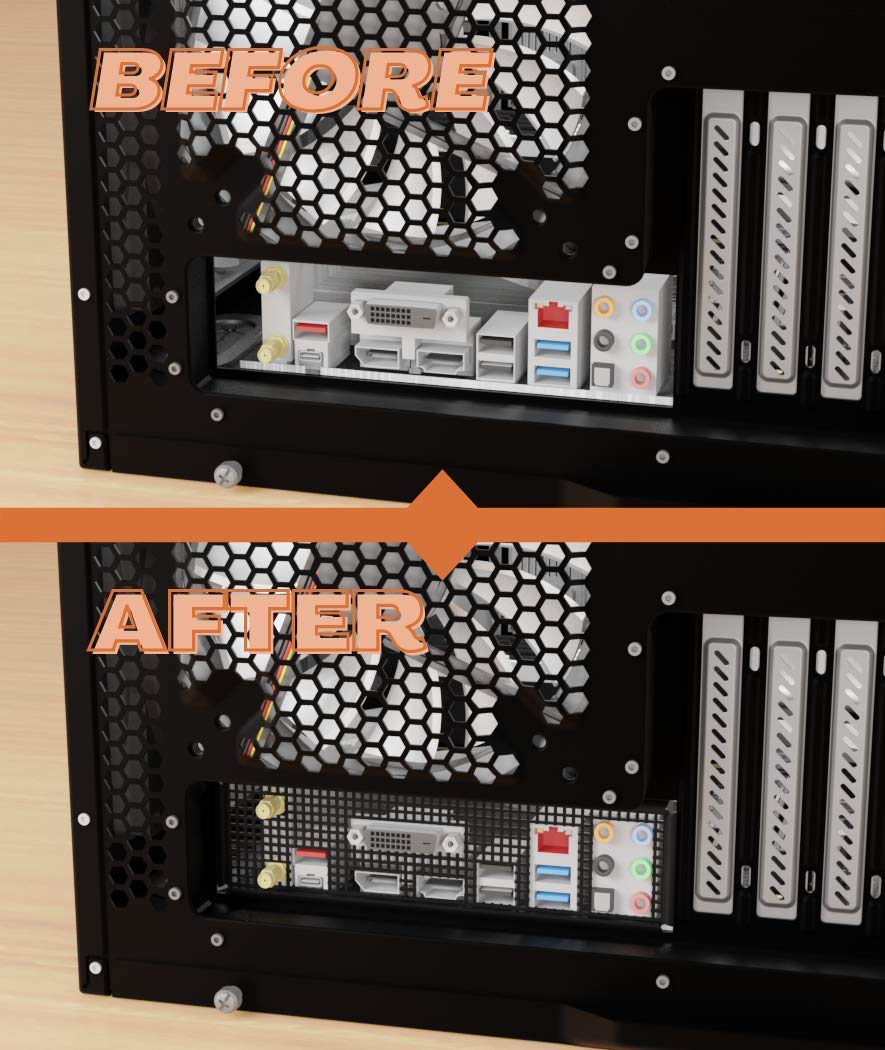 Universal Black IO Shield Plate for PC Motherboards - Replacement Backplate for Lost Original | DIY Custom IO Shield for Computer Builds & Upgrades | Perfect for Gaming Rigs, Workstations & Home PCs