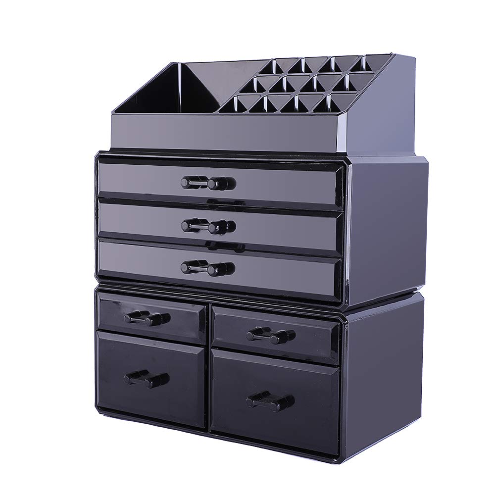 Stackable Clear Makeup Storage Drawers - Large Cosmetic Organizer for Bathroom & Vanity