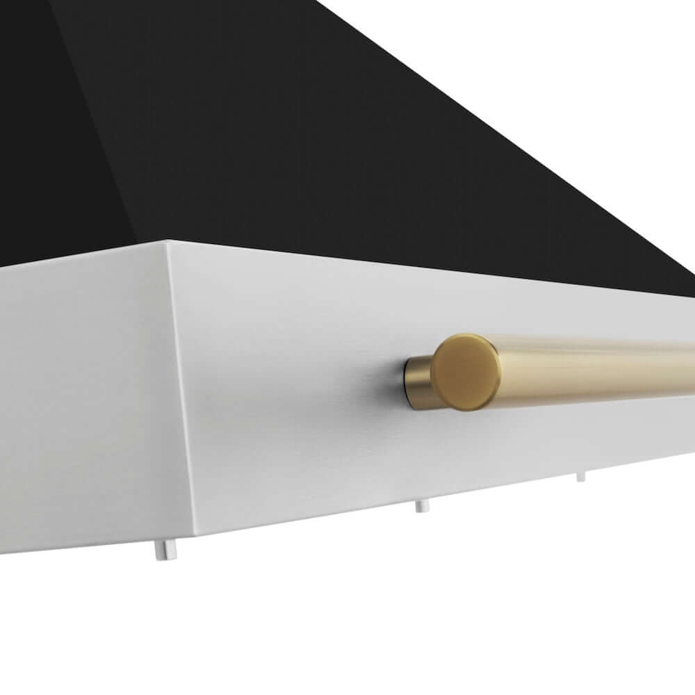 ZLINE Autograph Edition 36 Inch Convertible Stainless Steel Range Hood with Black Matte Shell & Accent Handle - Professional Kitchen Ventilation for Modern Homes (KB4STZ BLM36) | Perfect for Open Concept Kitchens & Gourmet Cooking