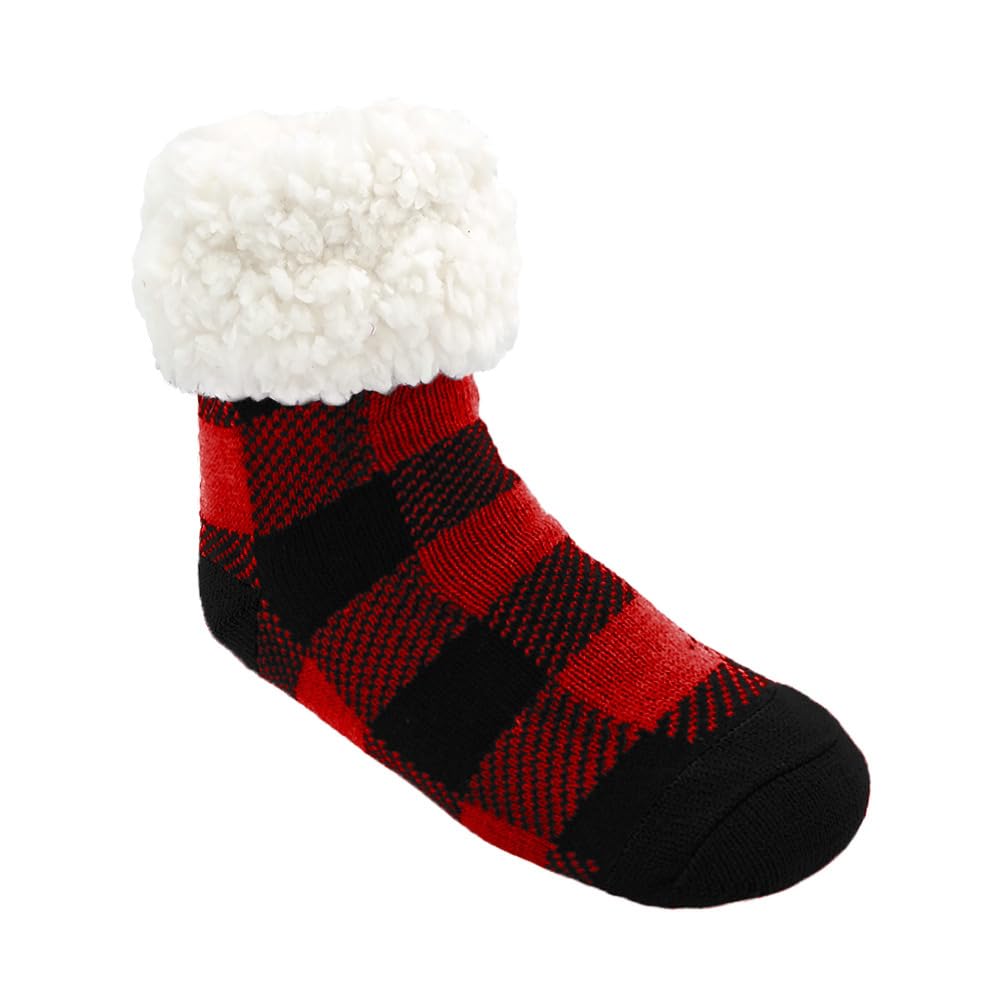 Pudus Kids Warm Cozy Recycled Slipper Socks for Boys & Girls - Soft Winter Socks for Indoor & Outdoor - Non-Slip Children's House Shoes for Playtime & Lounge