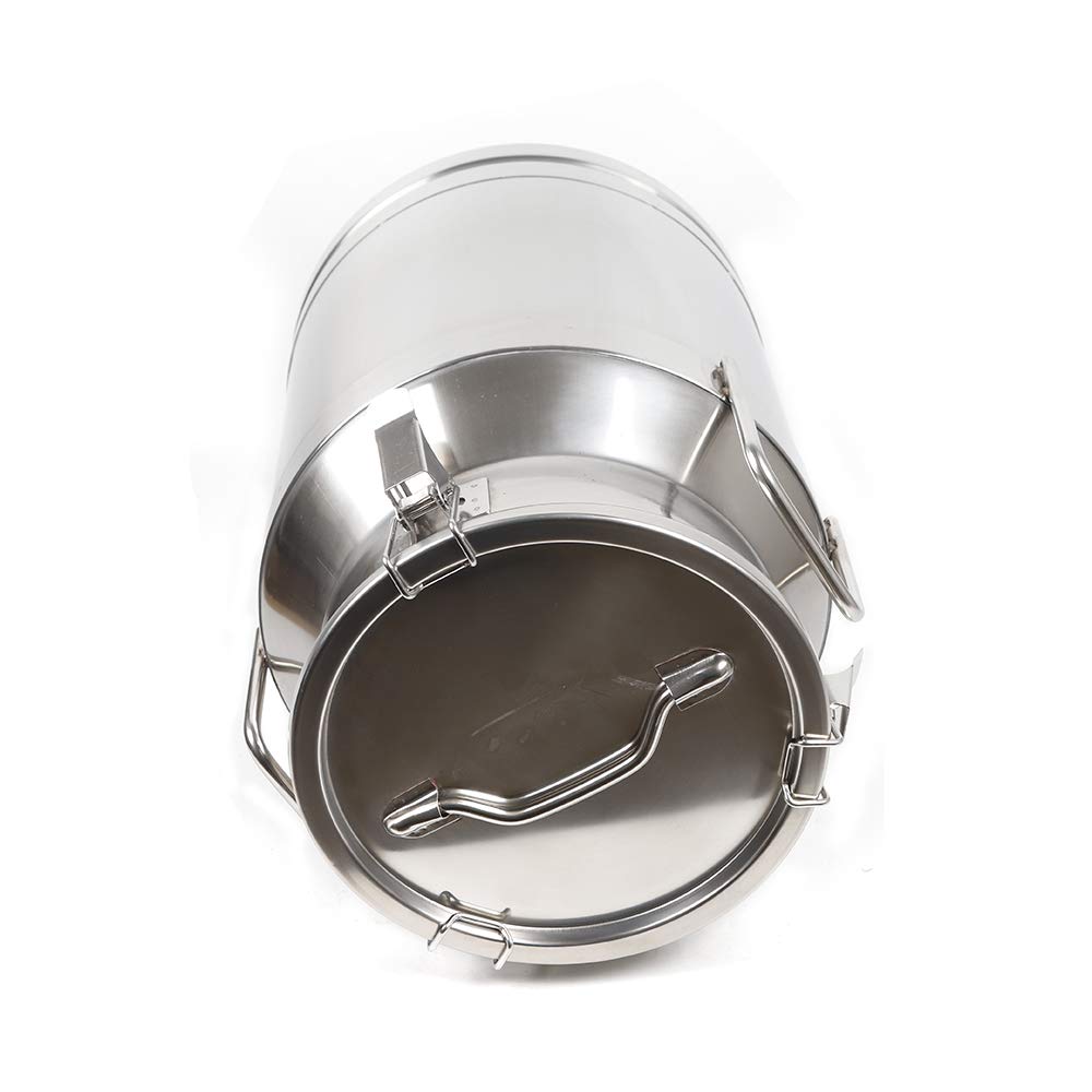 Stainless Steel Milk Can with Sealed Lid - 30L (7.92 Gallon) Leak-Proof Liquid Storage Container for Milk, Wine, Oil & Water - Heavy Duty Transport Pail with 2 Handles & Silicone Anti-Leak Ring - Perfect for Farm, Dairy, Brewing & Commercial Use