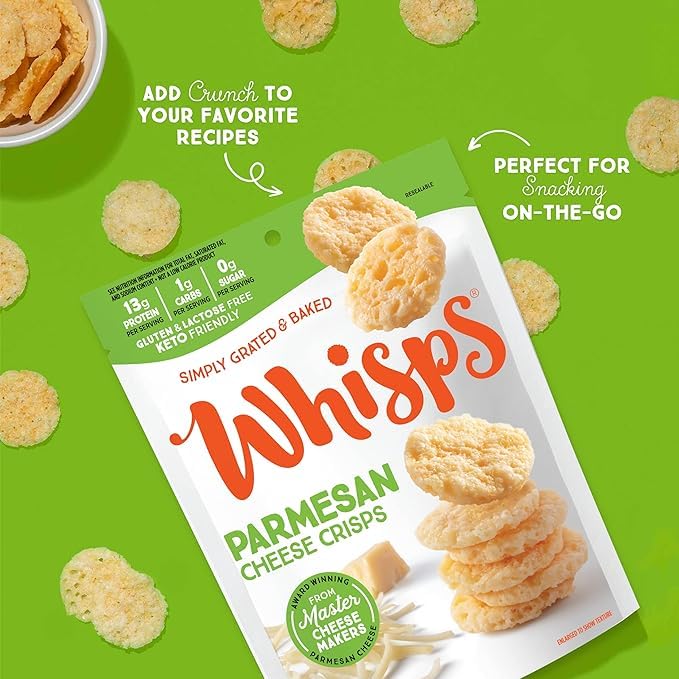 Whisps Cheese Crisps Variety Pack - High Protein, Low Carb, Keto, Gluten Free Snacks | Parmesan, Asiago & Cheddar Flavored Protein Chips (3 Pack, 2.12 Oz Each) | Perfect for Keto Diet, Weight Loss & Healthy On-the-Go Snacking