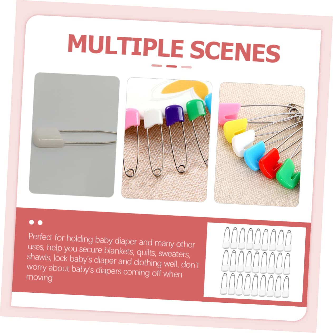 300 Pcs Safety Pins - Childproofing Supplies for Cabinets, Drawers & Doors - White Plastic Safety Pins for Baby Proofing, Organizing & DIY Projects - Perfect for Home, Nursery & Daycare Use