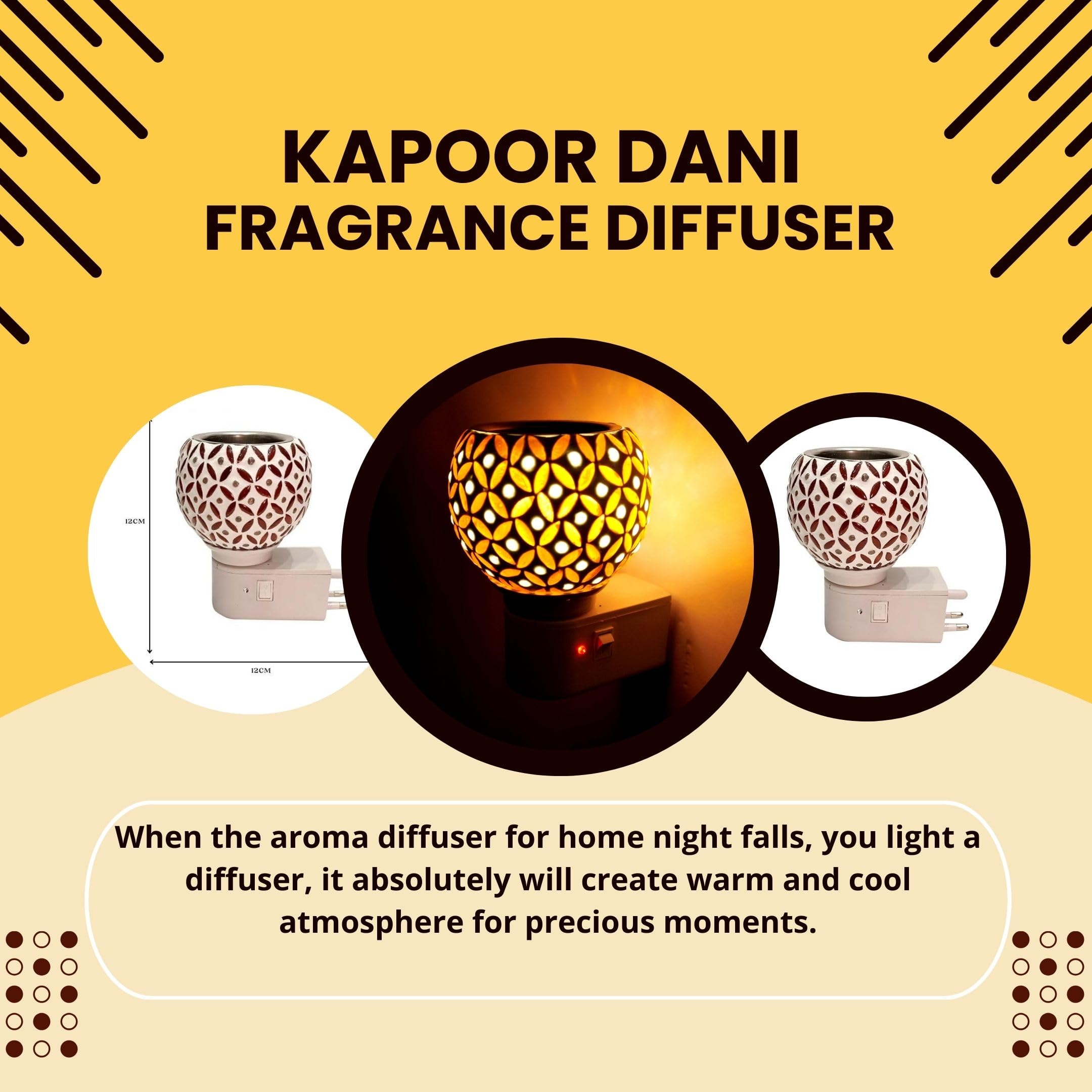 Premium Ceramic Aroma Diffuser & Night Light - Essential Oil Warmer with On/Off Switch, Camphor Burner for Home Fragrance - Perfect for Bedroom, Yoga Studio & Spa Relaxation