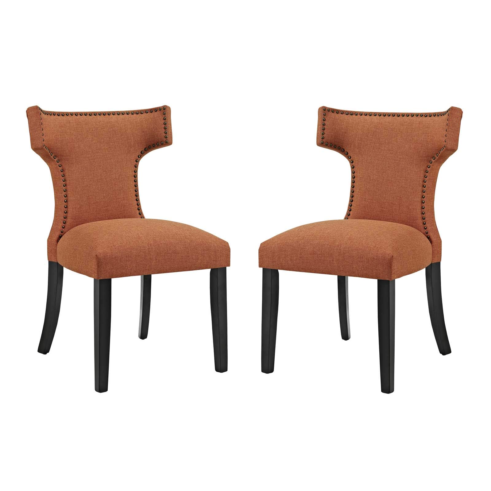 Modern Contemporary Urban Design Fabric Dining Chairs, Set of 2 - Orange Kitchen Side Chairs for Dining Room, Breakfast Nook & Small Space Decor