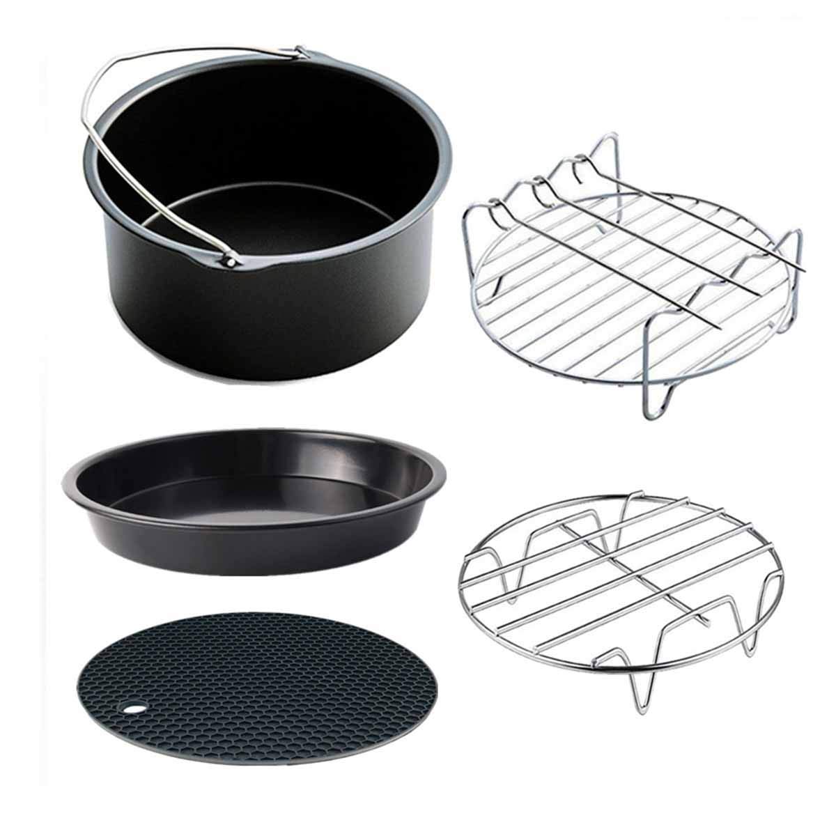 5-Piece Air Fryer Accessories Set - Non-Stick Cake Basket, Baking Bar & Kitchen Tools (7 Inch) for Healthy Cooking & Meal Prep
