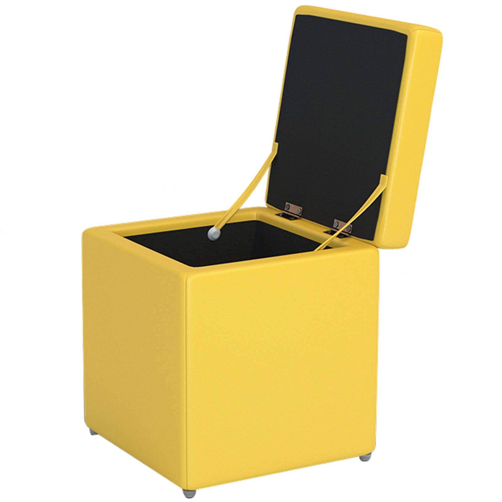 PU Leather Ottoman Storage Footrest Stool - Square Shoe Bench Toy Box with Padded Seat, Supports 135kg, Space-Saving Design (Yellow, 30x35cm/12x14inch) - Perfect for Living Room, Nursery, Bedroom & Small Spaces