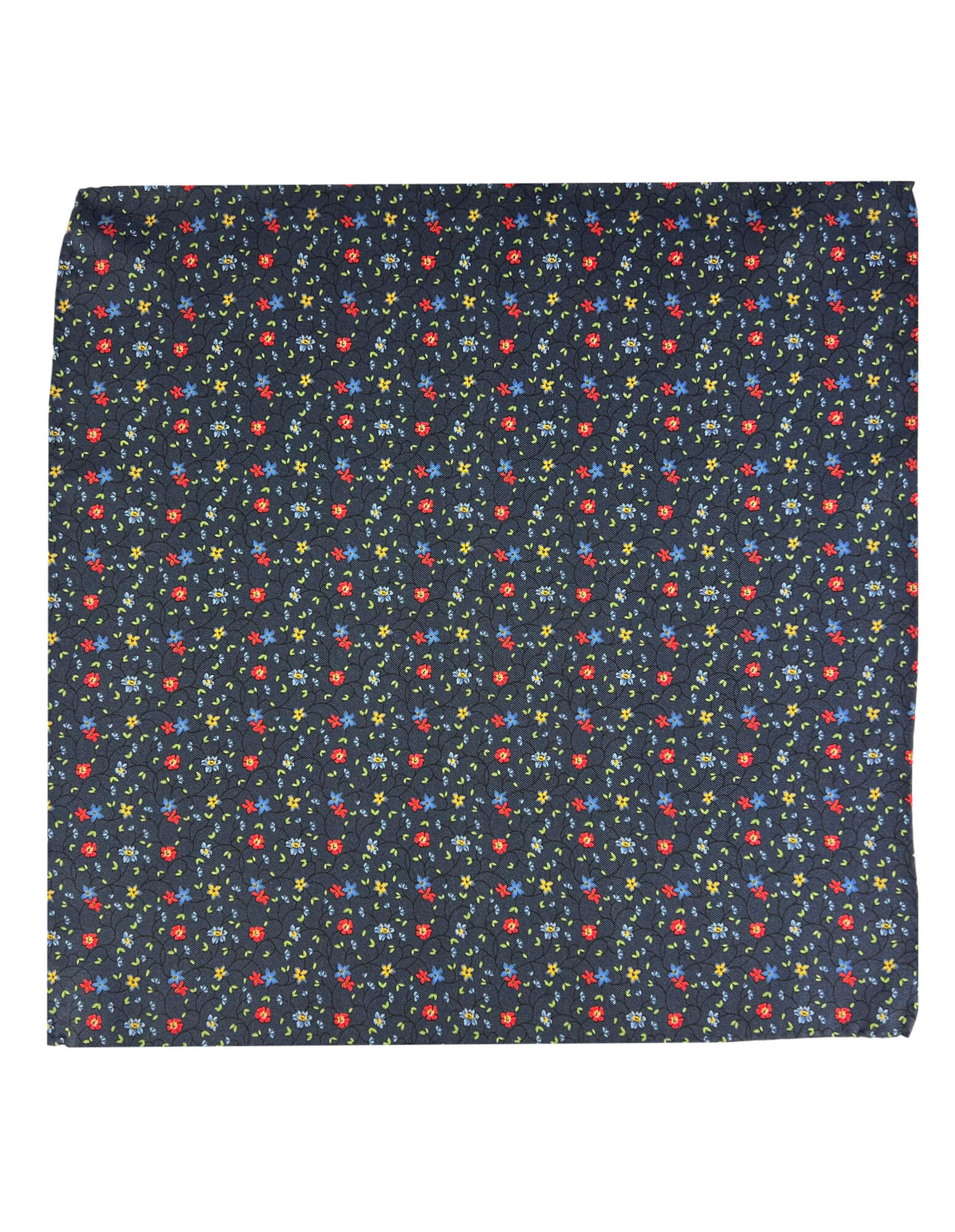 DÉCLIC Lugo Floral Handkerchief - Navy Blue Cotton Vintage Style Hanky for Women, Gift, Wedding, Party & Everyday Elegance