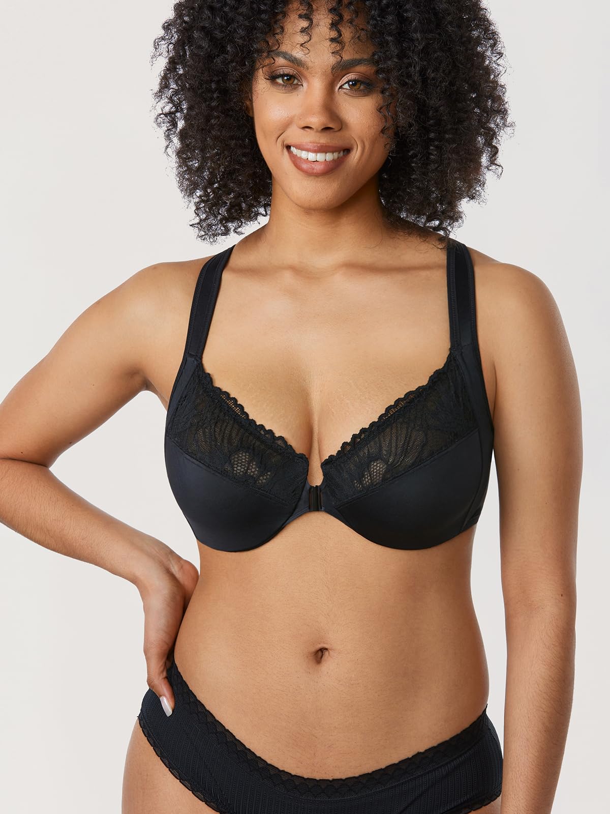 AISILIN Women's Front Closure Bras - Racerback Plus Size Full Coverage Unlined Underwire Bra for Comfort & Support - Perfect for Yoga, Workouts & Everyday Wear