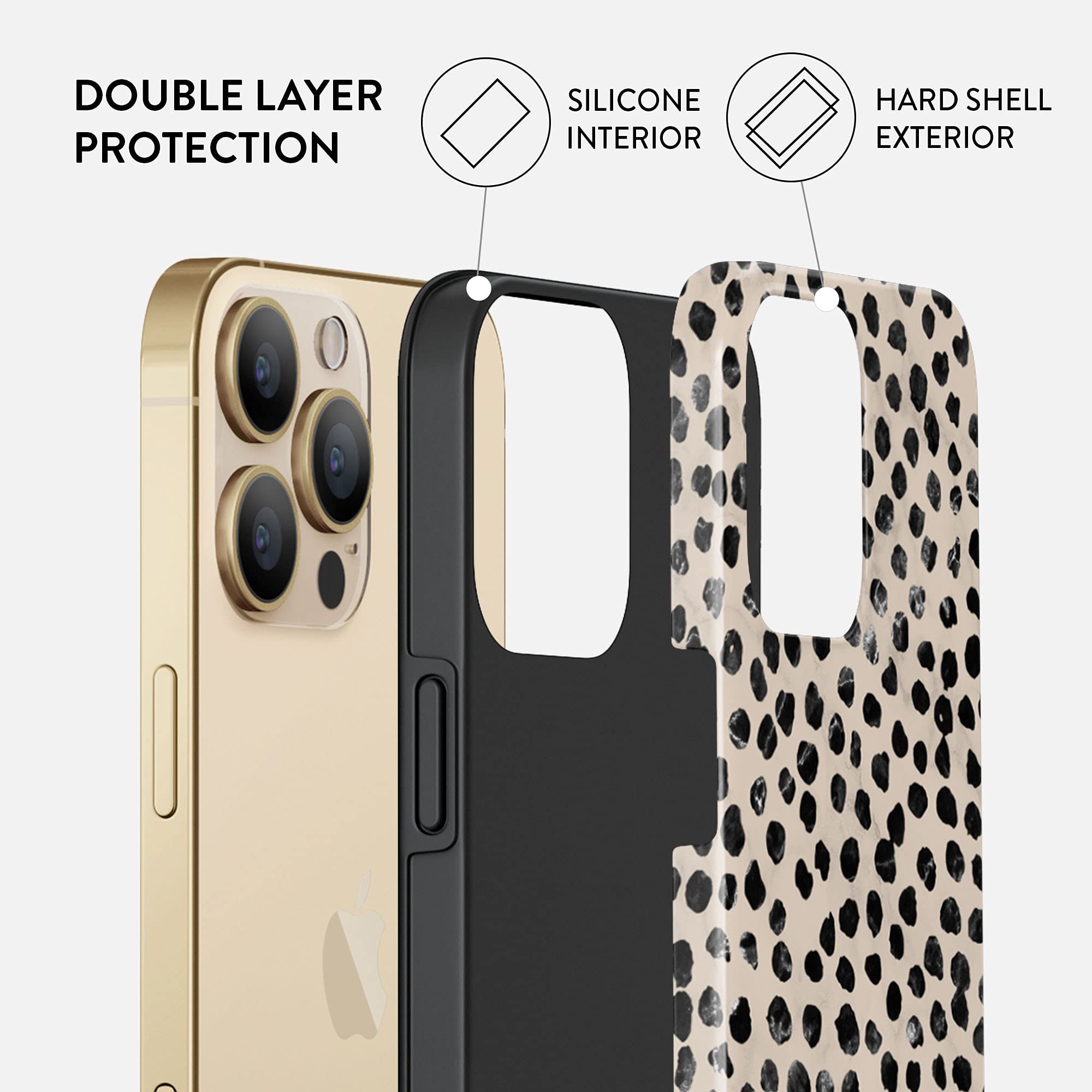 BURGA iPhone 13 PRO Case with Metal Ring Stand Holder - 360° Rotation, Shockproof, Heavy Duty, Fashionable Almond Latte Design for Girls - Perfect for Work, Travel, and Everyday Use