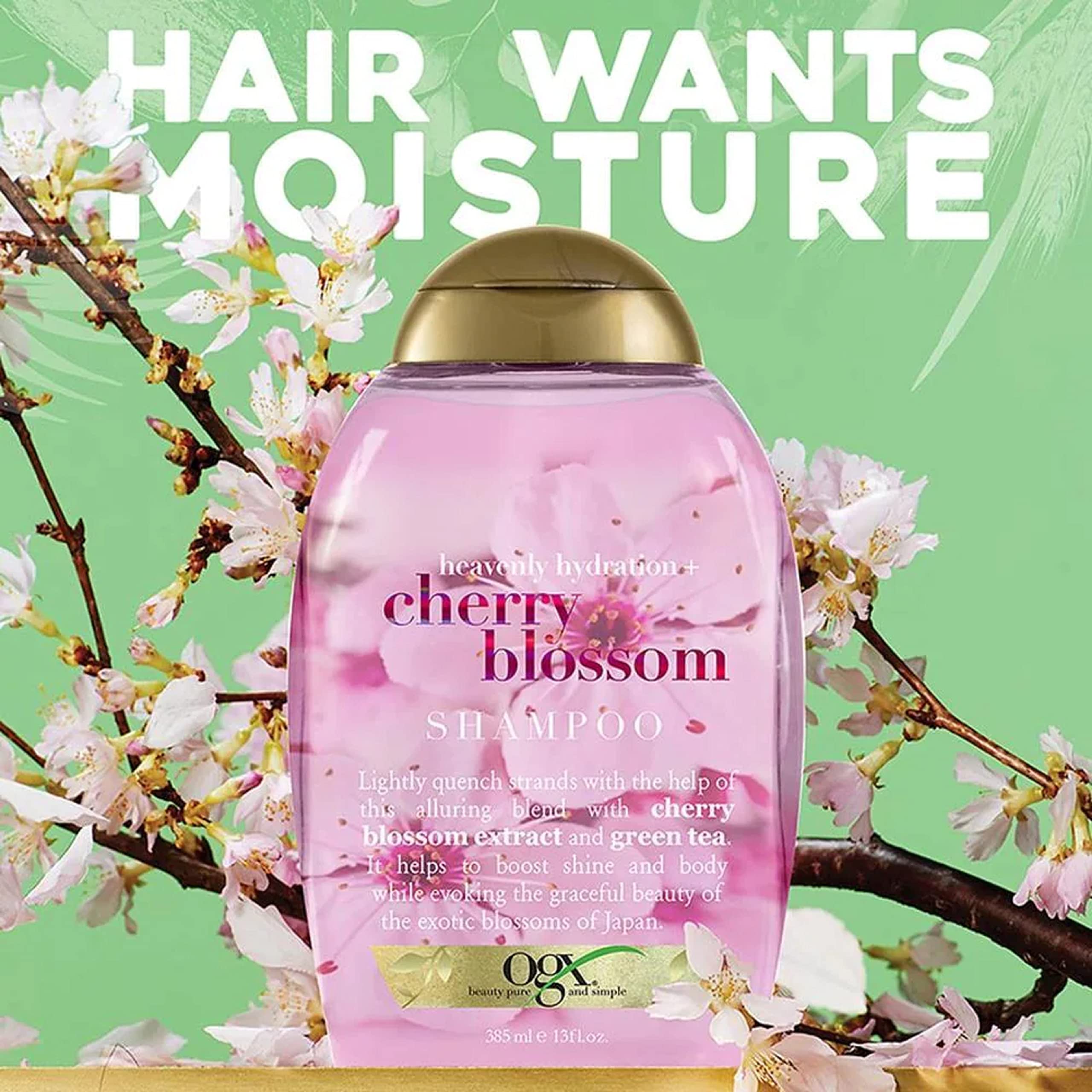 Organic Heavenly Hydration Plus Shampoo with Cherry Blossom Extract - 13 fl oz for Dry & Damaged Hair - Sulfate-Free, Vegan Hair Care for Soft, Shiny Locks - Perfect for Daily Use & Color-Treated Hair