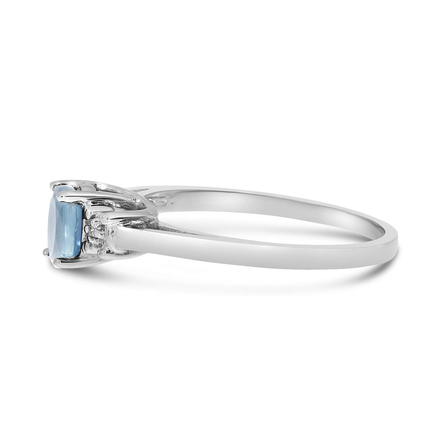 10K White Gold Oval Aquamarine and Diamond Engagement Ring for Women - Perfect for Weddings, Anniversaries & Special Occasions