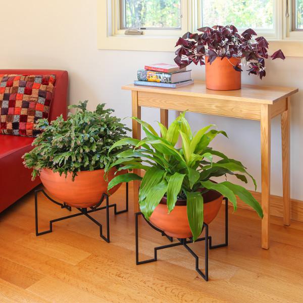 Jane Planters with Steel Patina Bowls - Modern Indoor/Outdoor Flower Pots for Home, Office & Garden Decor | Perfect for Succulents, Herbs & Small Plants