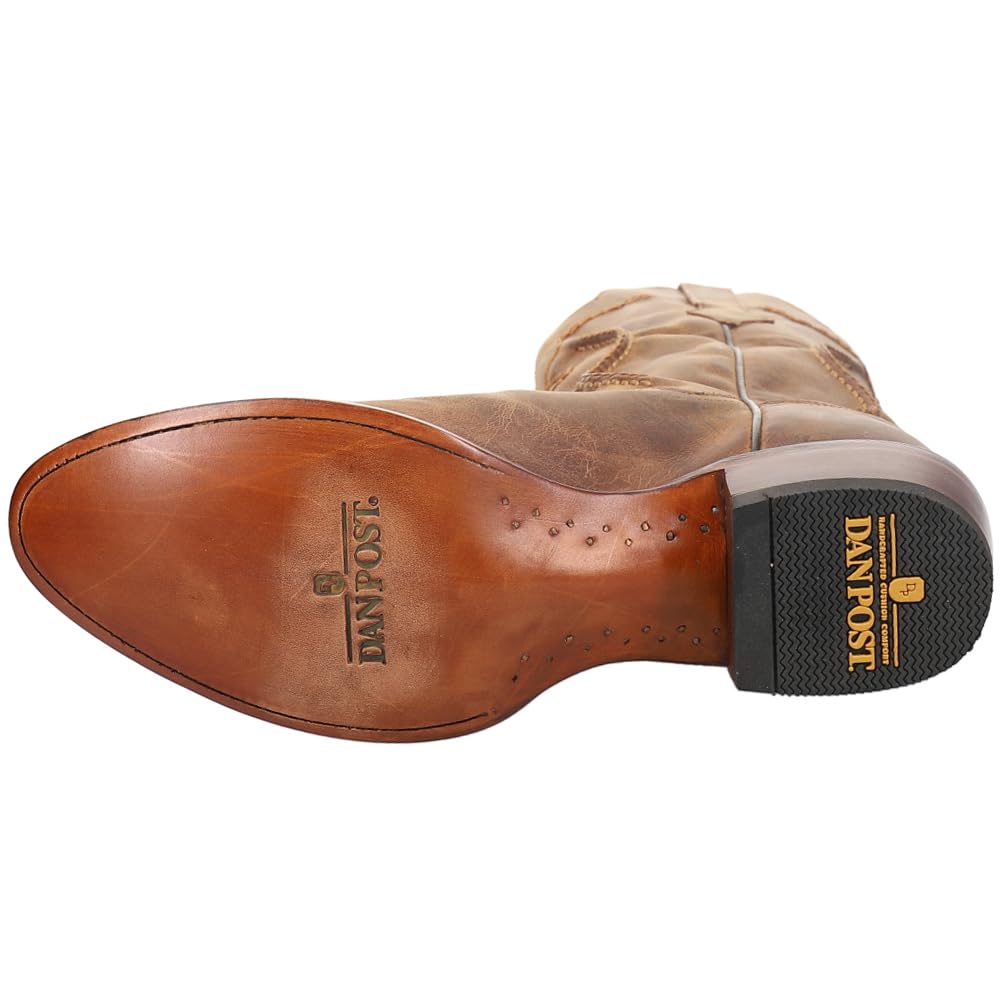 Dan Post Men's Albany Round Toe Casual Boots - Mid Calf Brown Leather Work Boots for Outdoor, Hiking & Everyday Wear