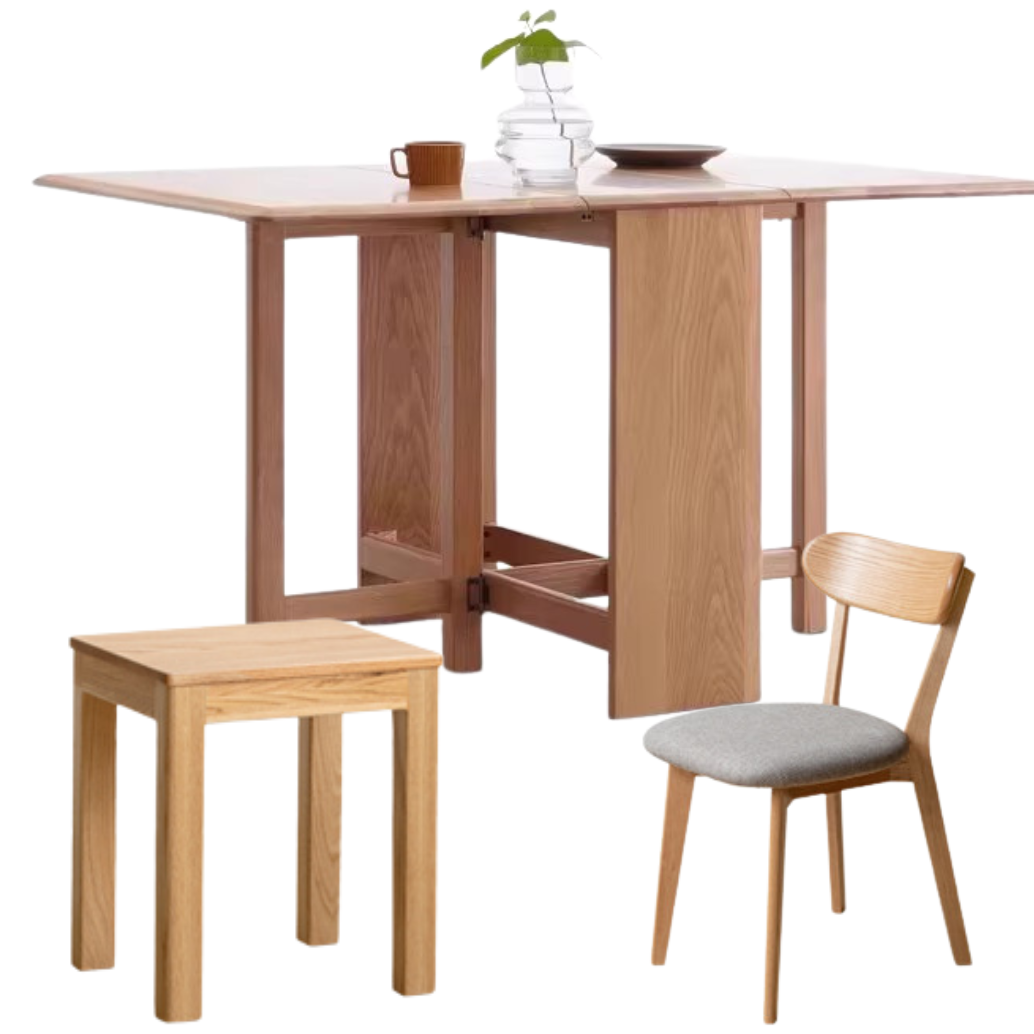 Solid Oak Folding Dining Table - Extendable Wooden Table for Small Spaces | Perfect for Apartments, Patios & Outdoor Entertaining