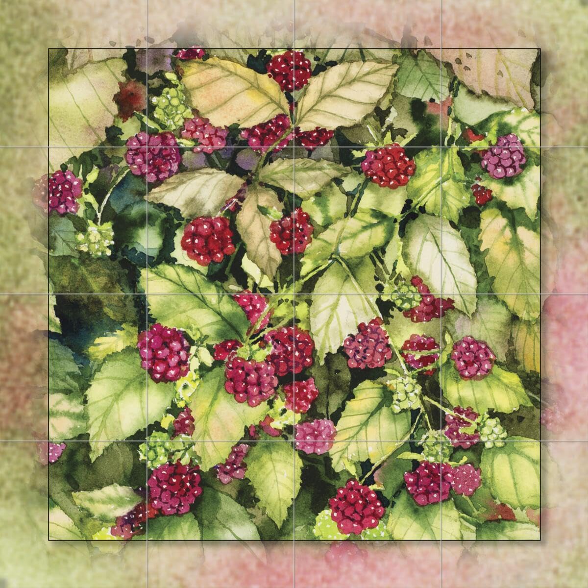 Ceramic Backsplash Tile Mural - Blackberries Fruit & Vegetable Design for Kitchen & Bathroom - Kathleen Parr McKenna Art - Perfect for Farmhouse, Modern & Rustic Decor