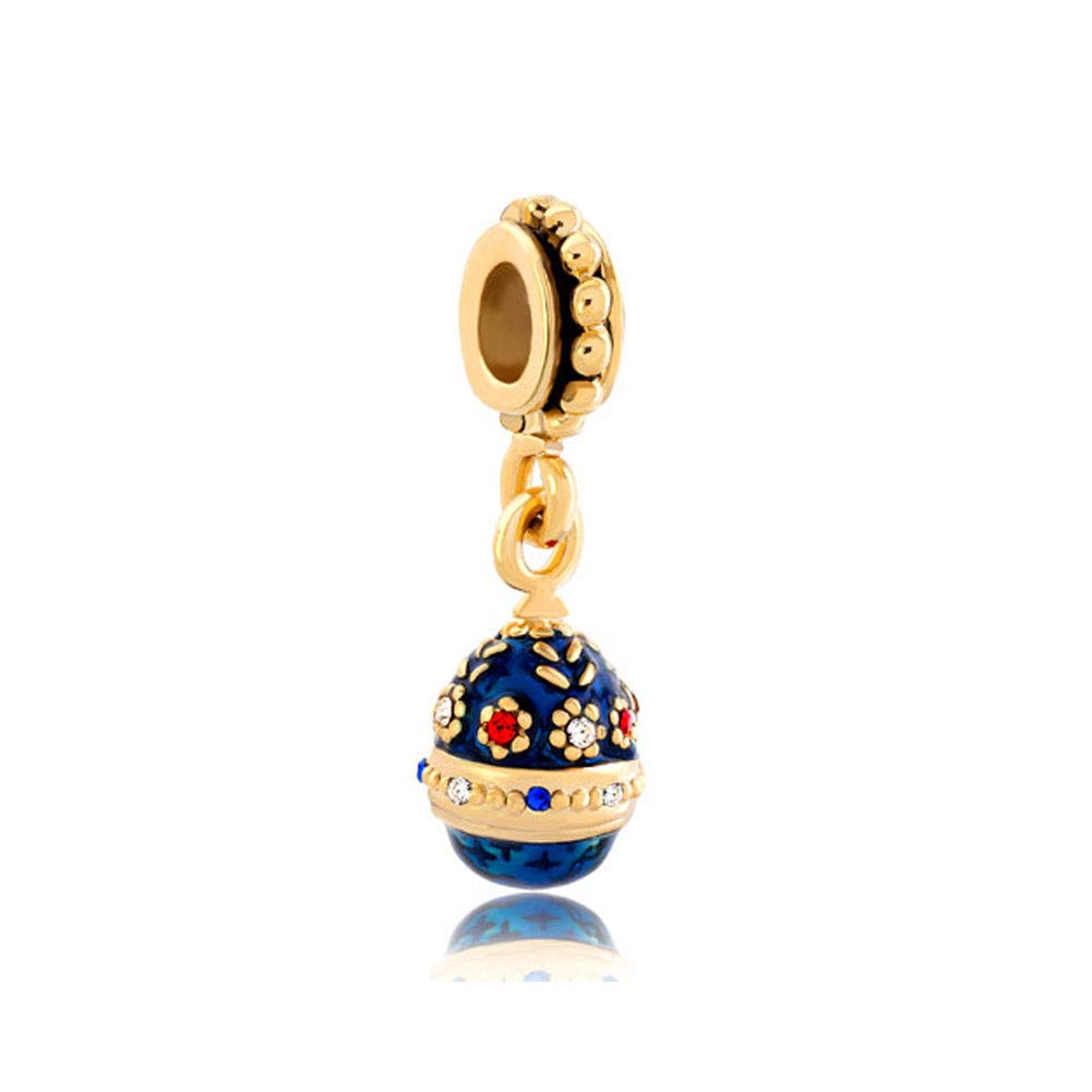 Exquisite Golden Faberge Egg Dangle Beads for Charm Bracelets - Elegant Jewelry Charms for DIY Bracelets, Necklaces & Gift Giving