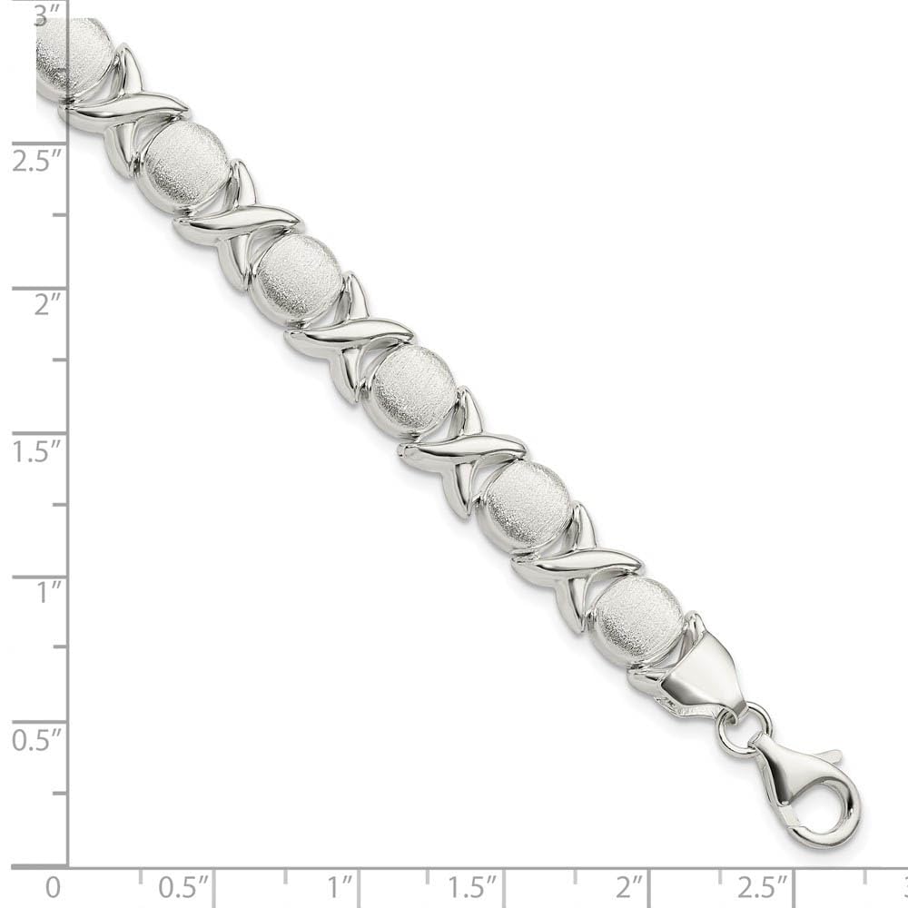 The Black Bow 9mm Sterling Silver Polished X and Satin O Link 7 Inch Bracelet - Perfect for Everyday Wear and Special Occasions