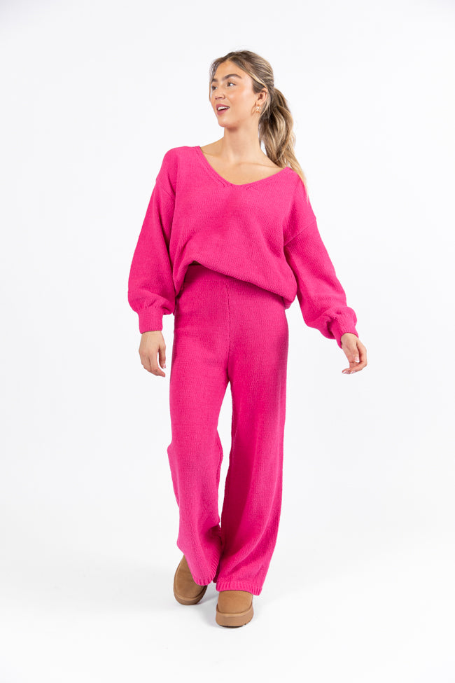 Cozy For Keeps Hot Pink Lounge Pants - Soft Fleece Sleepwear for Women - Perfect for Relaxing at Home, Yoga & Lounging
