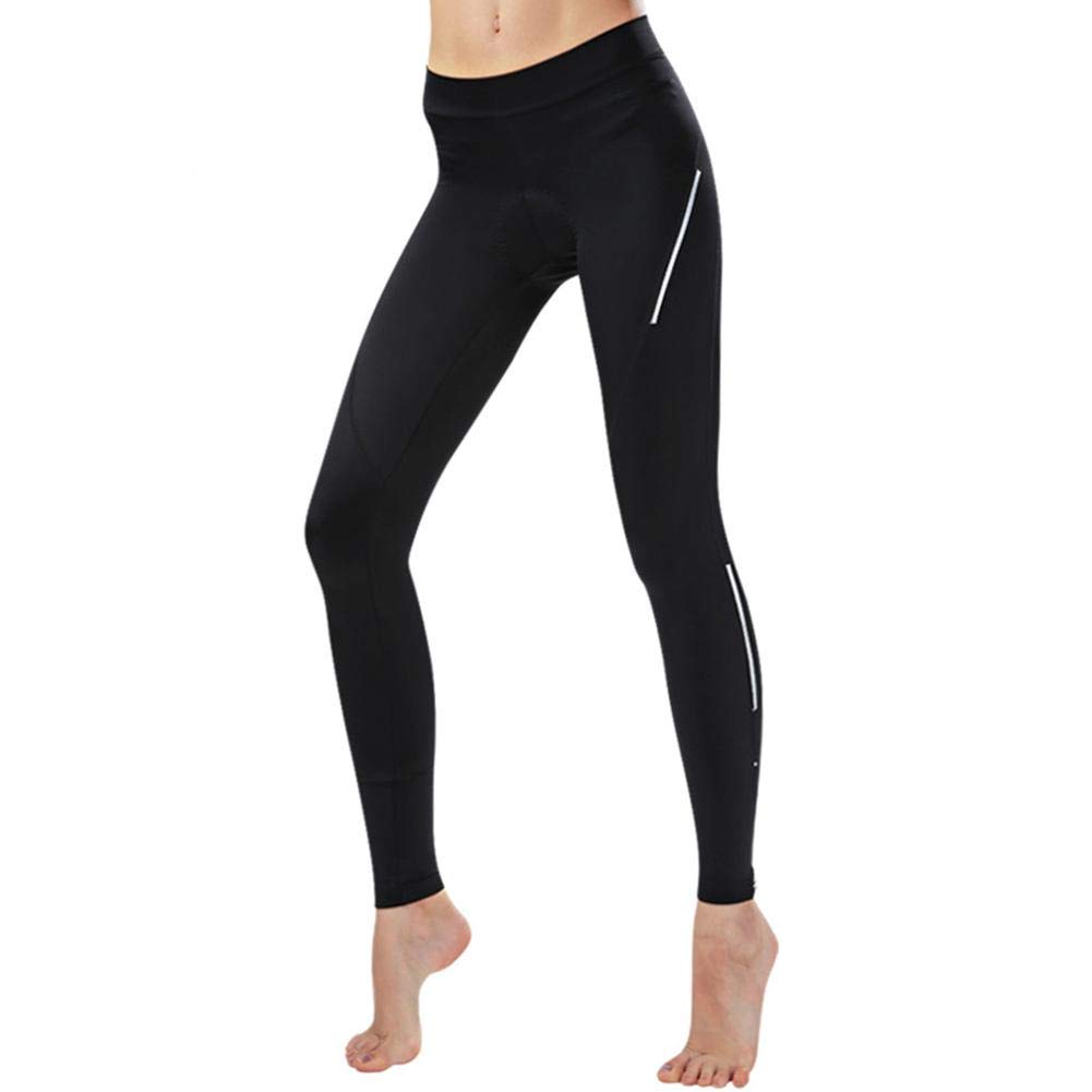 3D Padded Women's Cycling Pants - Breathable Bike Bicycle Long Tights with Wide Waistband for Comfort & Performance | Perfect for Road Biking, Spinning Class & Outdoor Cycling (Black)
